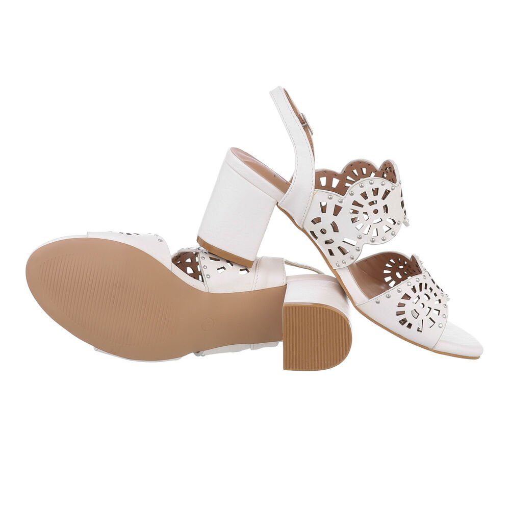 Ital-Design Damen Freizeit Sandalette Blockabsatz Sandalen & Sandaletten in Weiß