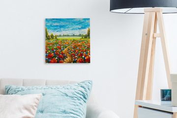 OneMillionCanvasses® Gemälde Malerei - Ölfarbe - Blumen - Natur, (1 St), Leinwand Bilder für Wohnzimmer Schlafzimmer