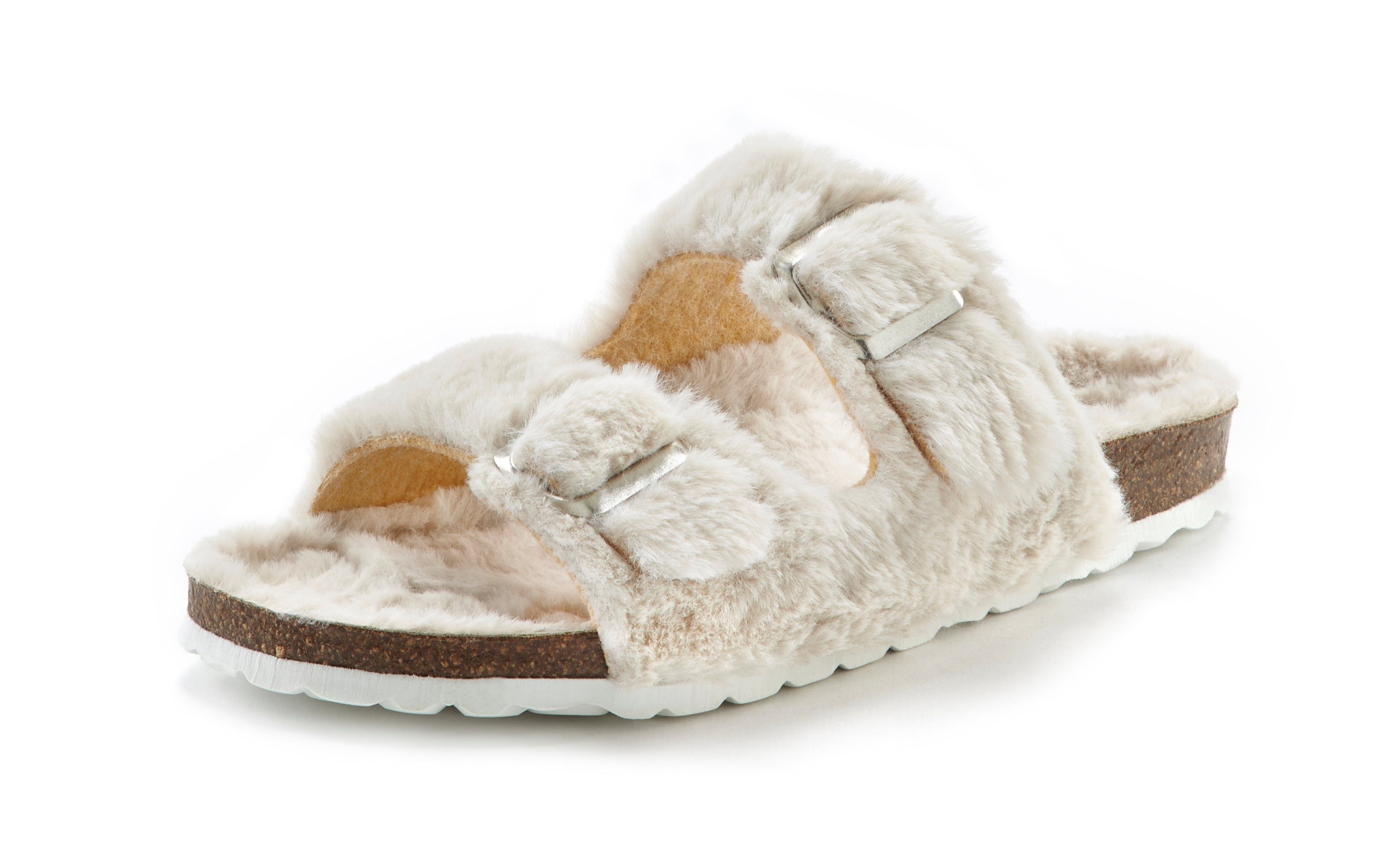 Vivance Dreams by Lascana Hausschuh, Pantoffel, Pantolette mit kuscheligem, warmen Fellimitat und Korkfußbett