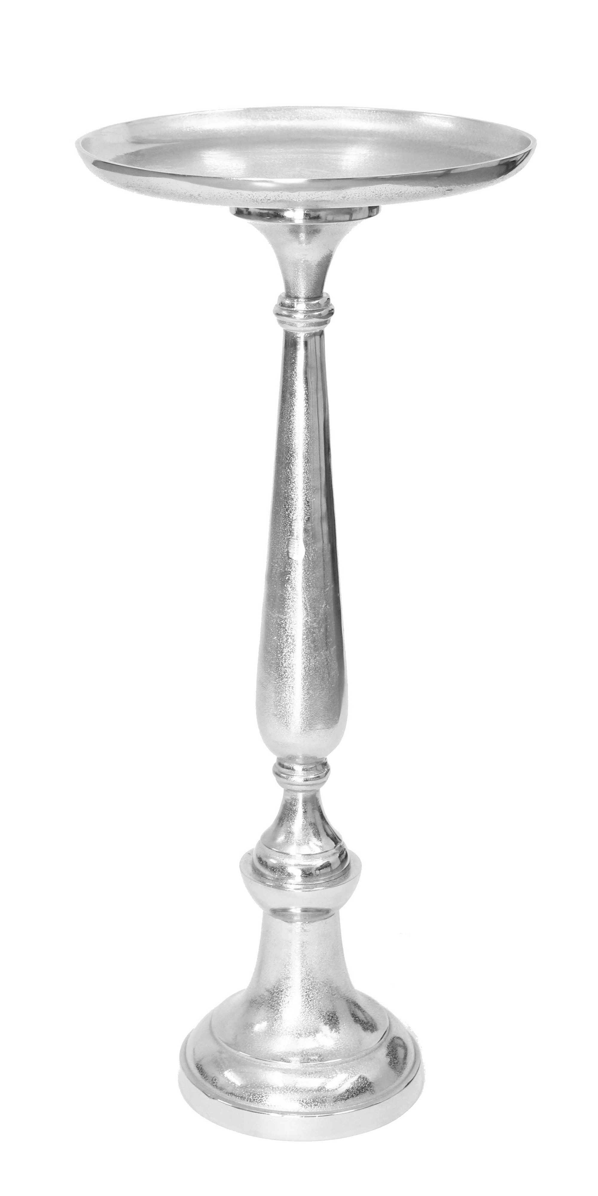 Dekosäule silber aus Metall, 78cm hoch, XXL Kerzenständer, Pflanzenständer
