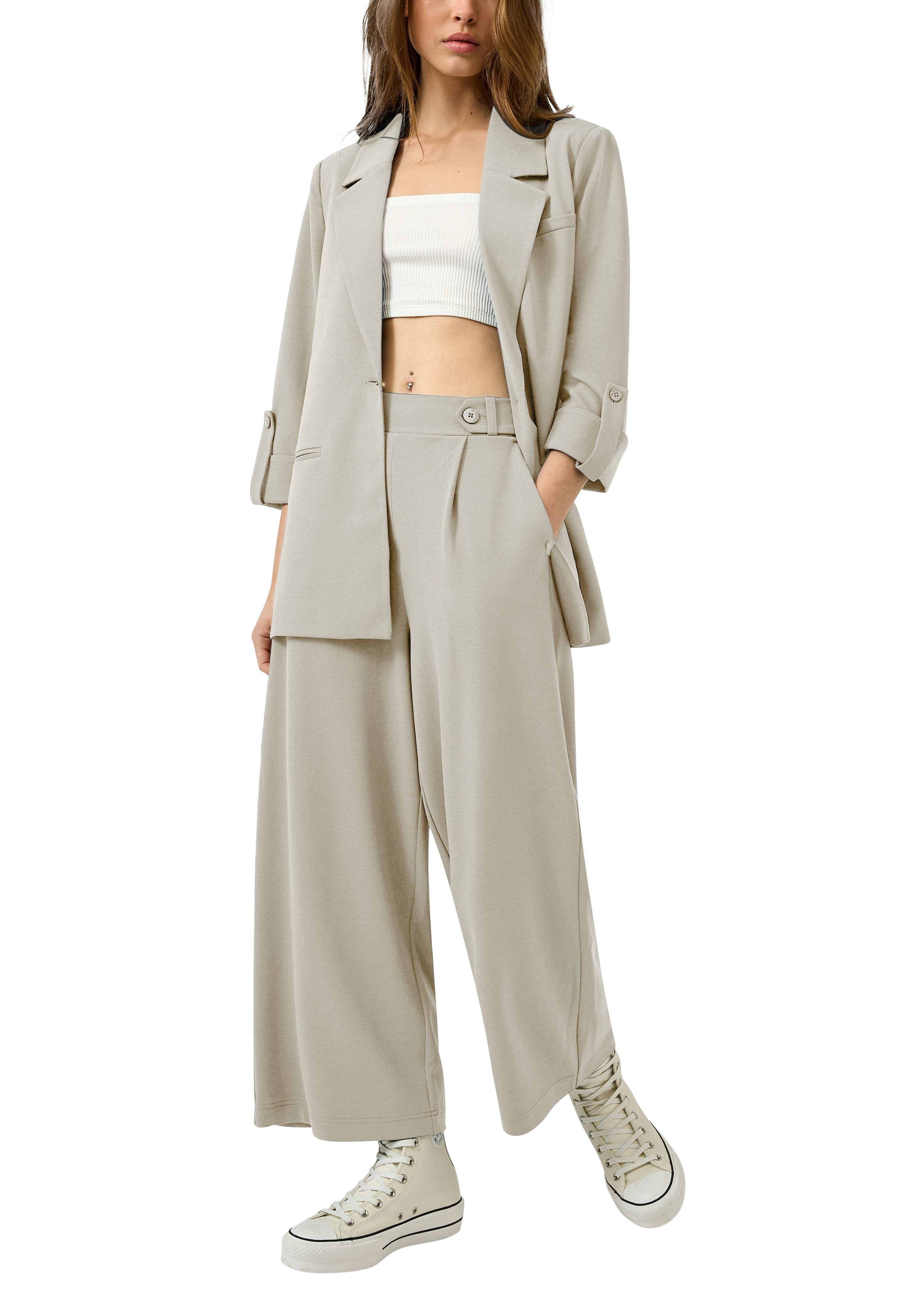 QS Culotte Sommerhose mit Knopf-Design am Gummibund