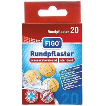 FIGO Wundpflaster 4 Pakete Wund-Pflaster 20er Rund Rundpflaster + Notizblock (Set, 80 St., Rundpflaster)