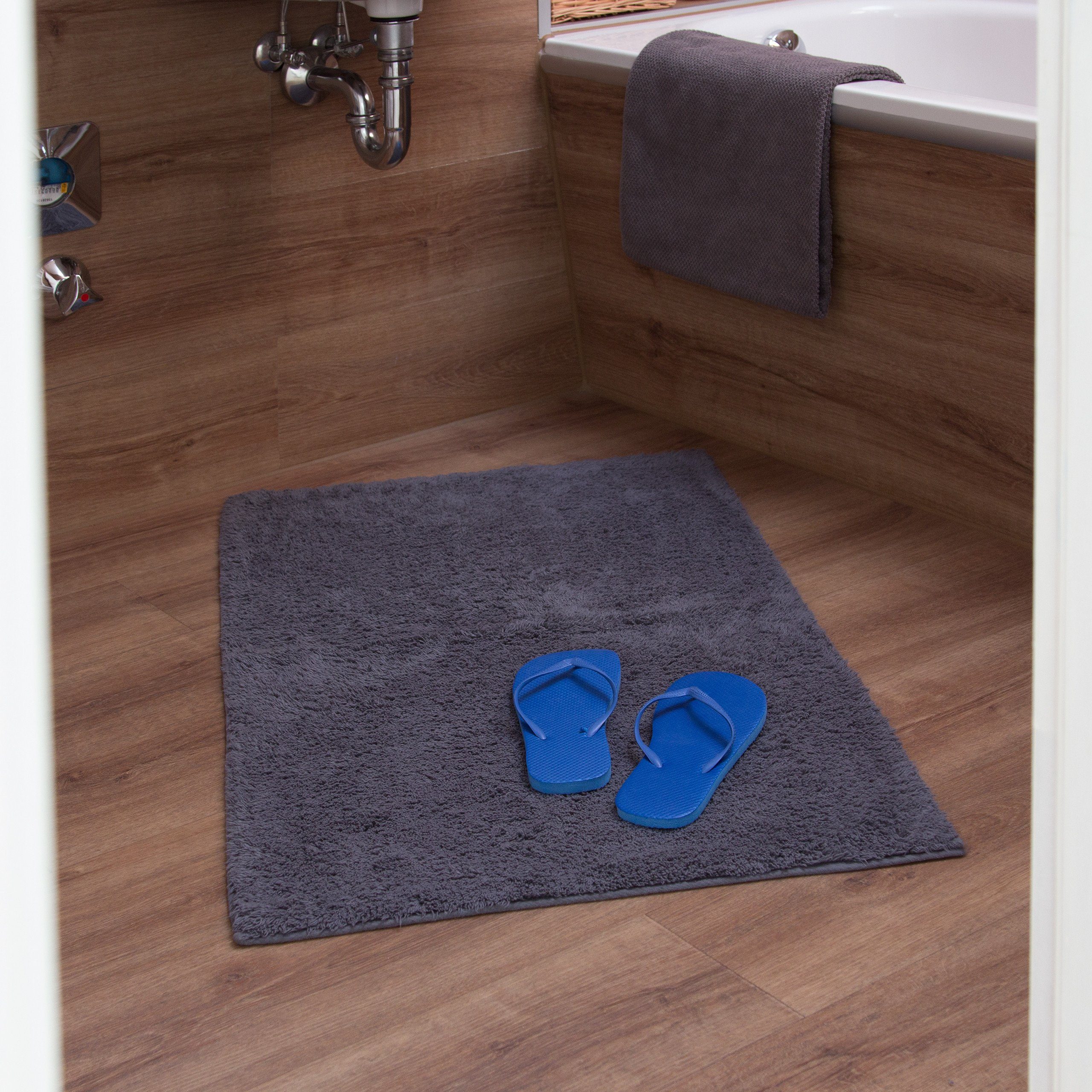 relaxdays Badematte Badteppich verschiedene Größen grau, günstig online kaufen