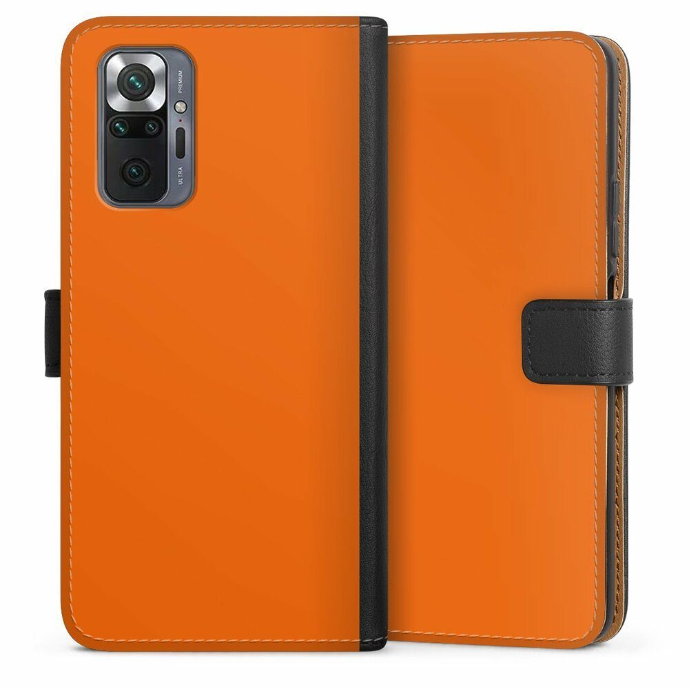 DeinDesign Handyhülle einfarbig orange Farbe Mandarine, Xiaomi Redmi Note 10  Pro Hülle Handy Flip Case Wallet Cover