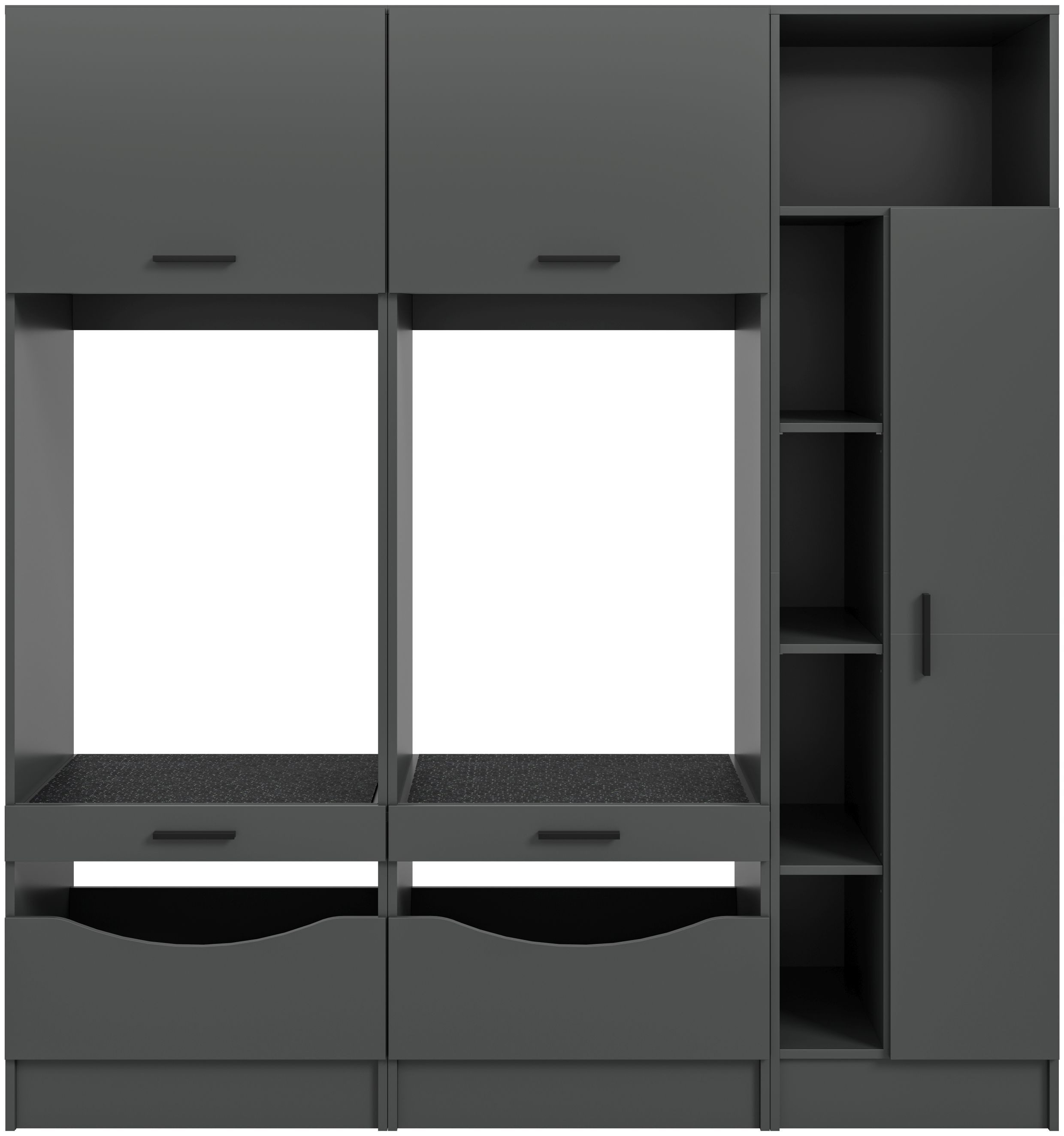 xonox.home Aufsatzschrank (3tlg. Set inkl. Universalschrank, Waschmaschinenschrank) anthrazit Nachbildung Melamin beschichtet modern 182x195x68 cm
