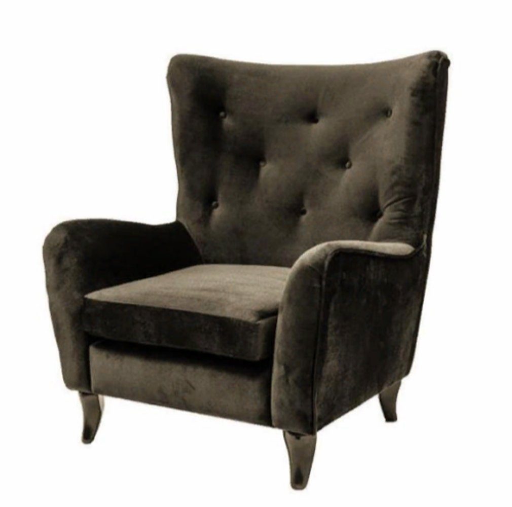 Möbel Chesterfield-Sessel, Couchen Wohnzimmer Chesterfield Grau Blau JVmoebel Sessel Samt Moderne Textil Stoff