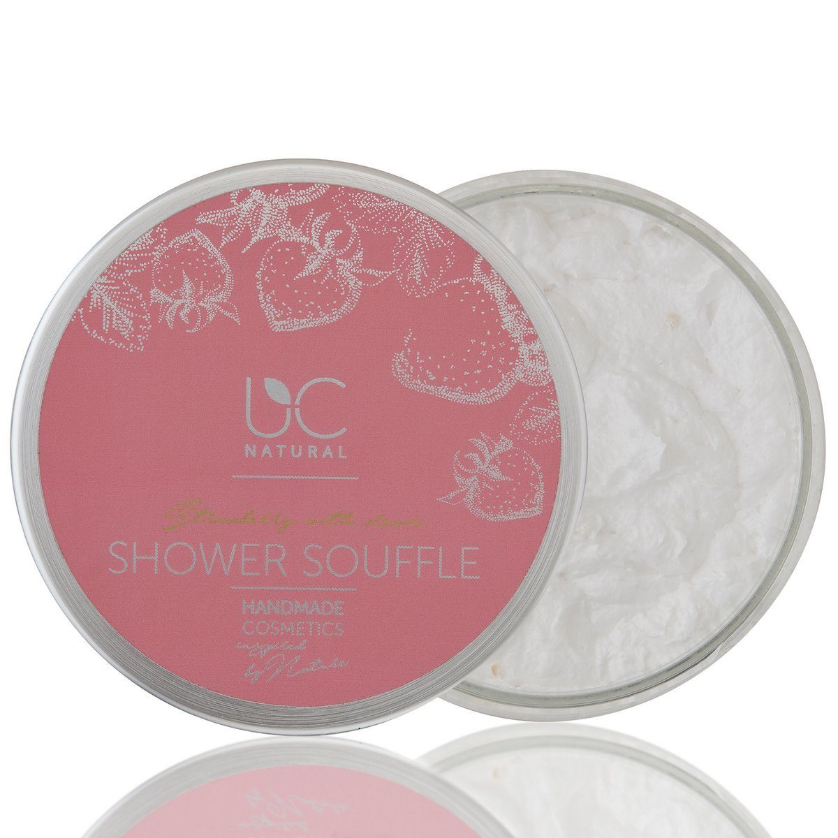 Shower 1-tlg., Souffle, Sahne Natural UC Erdbeere vegan 150g handgemacht Shower Natural Duschpflege mit Soufflé UC