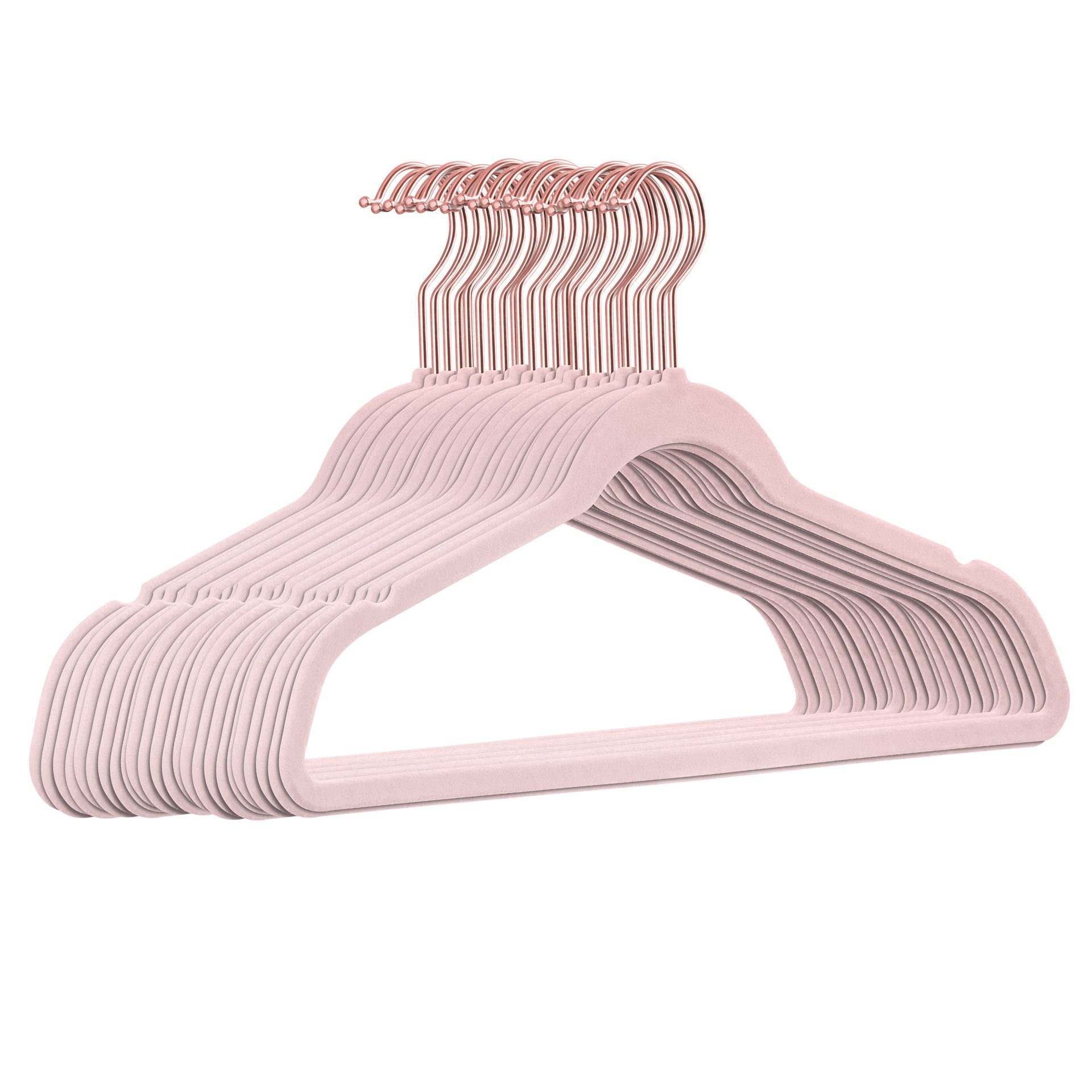 StickandShine Kleiderbügel 25 Stück Samt Kleiderbügel mit Rosegold Haken in verschiedenen Farben zur Wahl (25er Set) moderne luxus Bügel Rosa