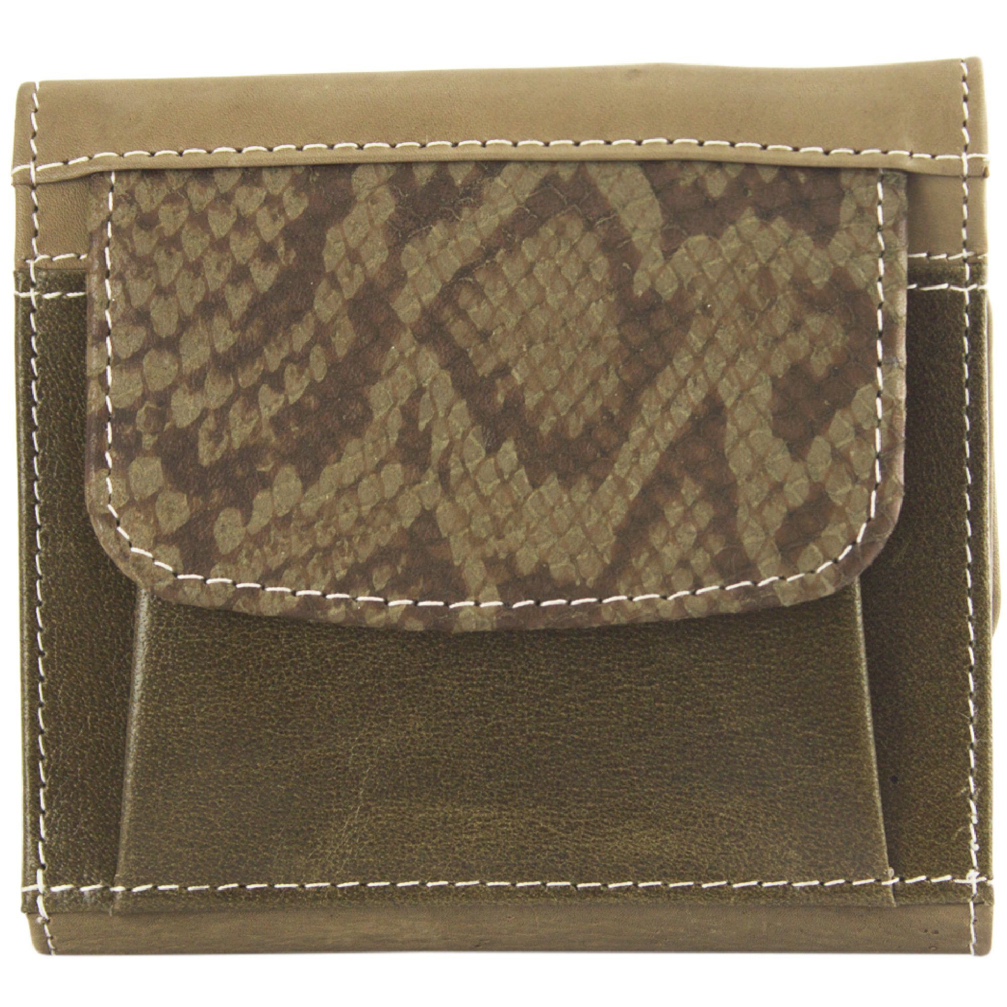 Sunsa Geldbörse echt Leder Geldbeutel Portemonnaie Brieftasche klein Damen, echt Leder, aus recycelten Lederresten, mit RFID-Schutz, Unisex dunkelbraun