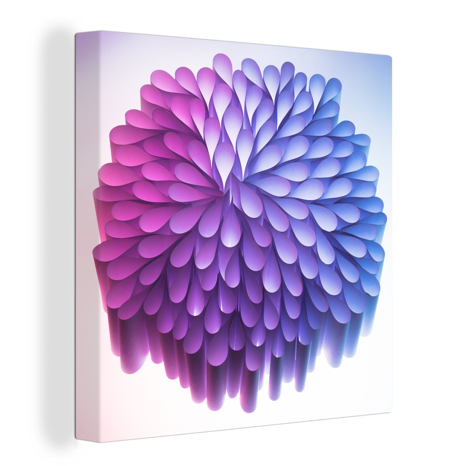 OneMillionCanvasses® Leinwandbild Violette Geometrie aus Papier, (1 St), Leinwand Bilder für Wohnzimmer Schlafzimmer