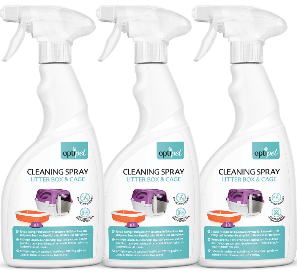 OptiPet Toiletten-Spray OPTIPET KATZENKLO REINIGER (3-St), Geruchsentferner für Katzentoiletten