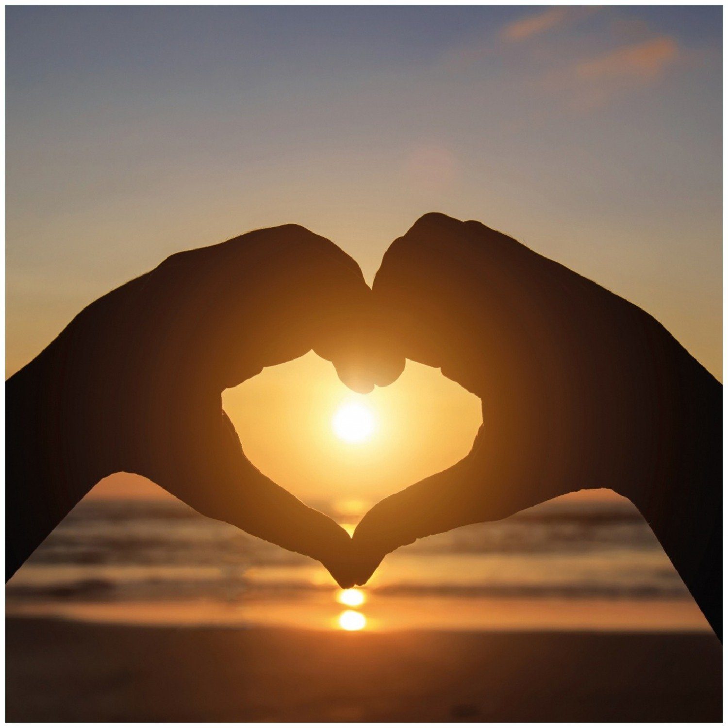 Wallario Memoboard Liebe im Herzen der Sonne - Strand und Meer