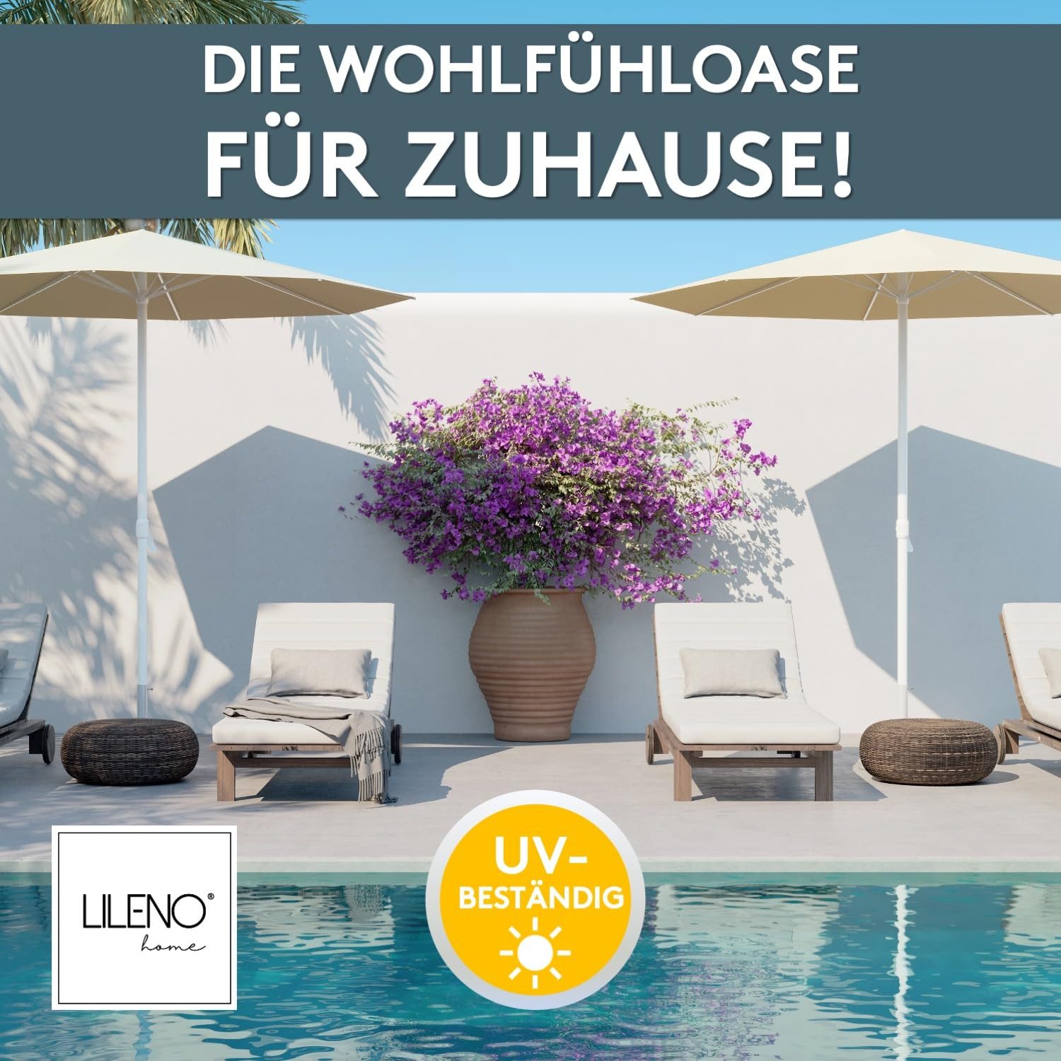 LILENO HOME Liegenauflage perfekt für Strandliegen, Sonnenliege Auflage, Gartenliege Auflage, (1er Set), Polsterauflage Aqua, Auflagen für Gartenliegen