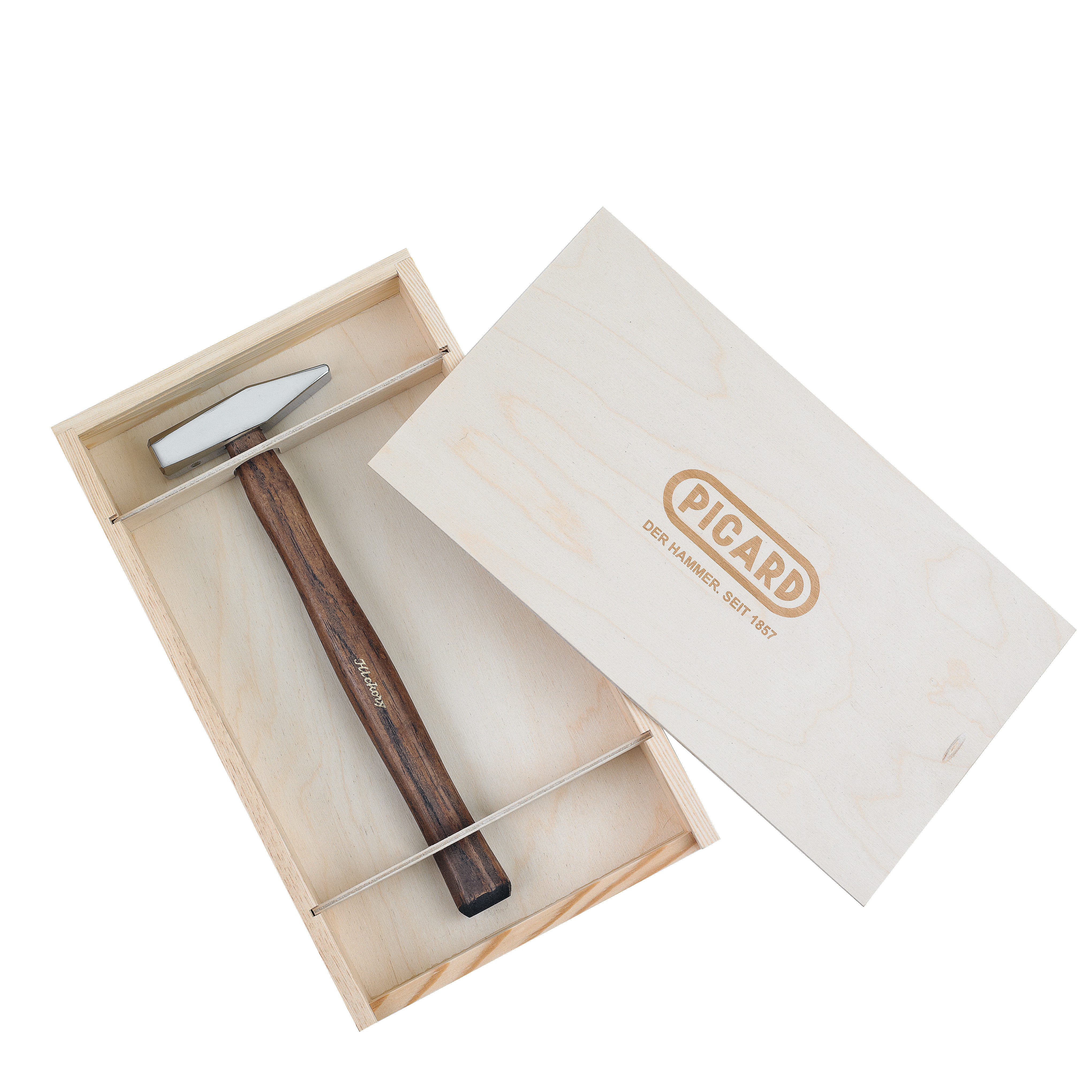 Hammer PICARD Schlosserhammer 300g Deutsche Form verchromt in Holzkiste Nr.