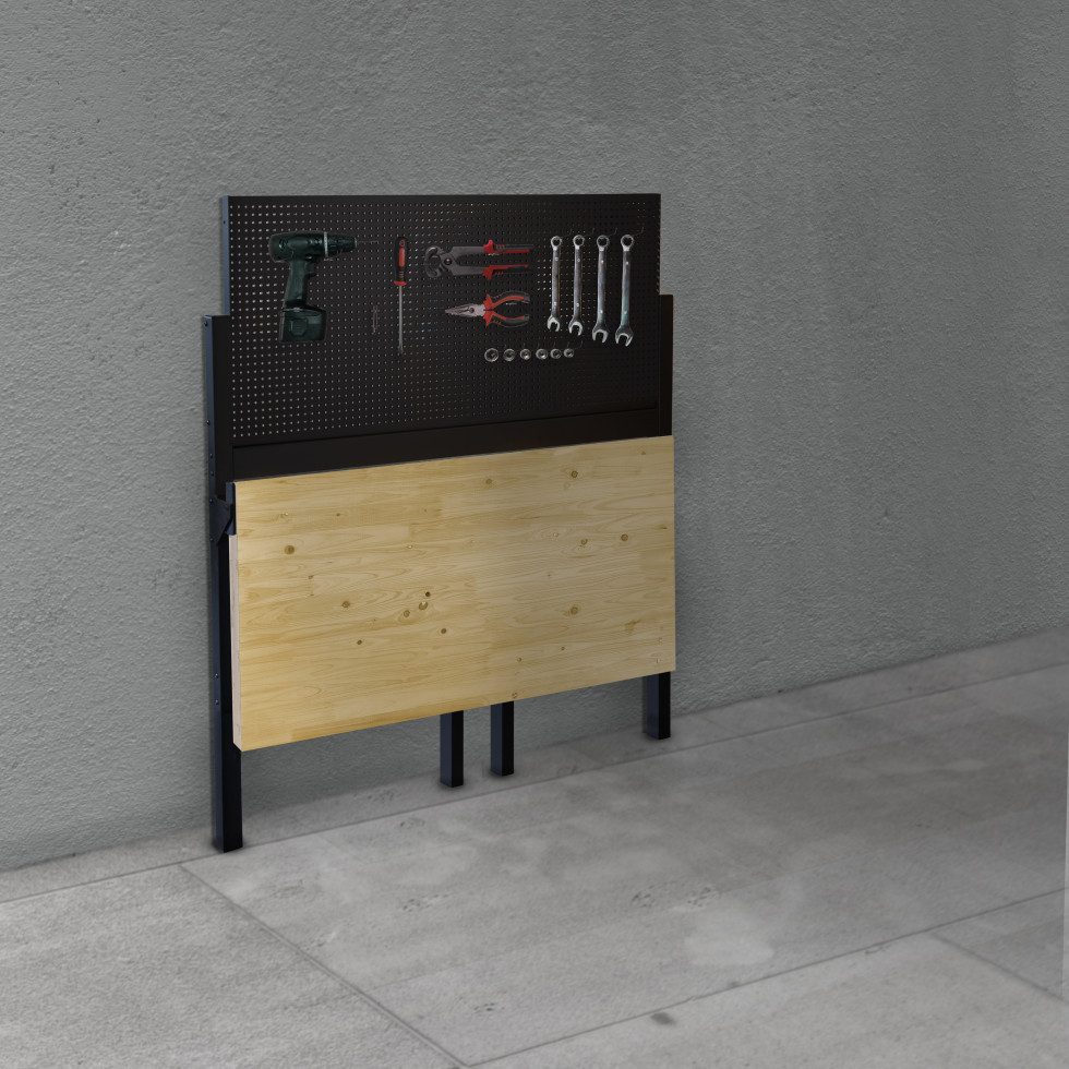 Trend Line Werkbank TrendLine Klappbare Werkbank mit Massivholzplatte