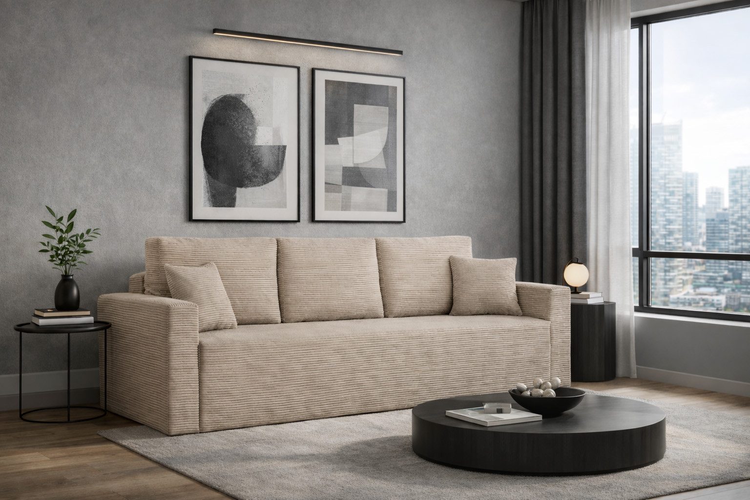 Kaiser Möbel Sofa Modernes Sofa ZOOM mit Schlaffunktion, mit Bettfunktion und Bettzeugbehälter