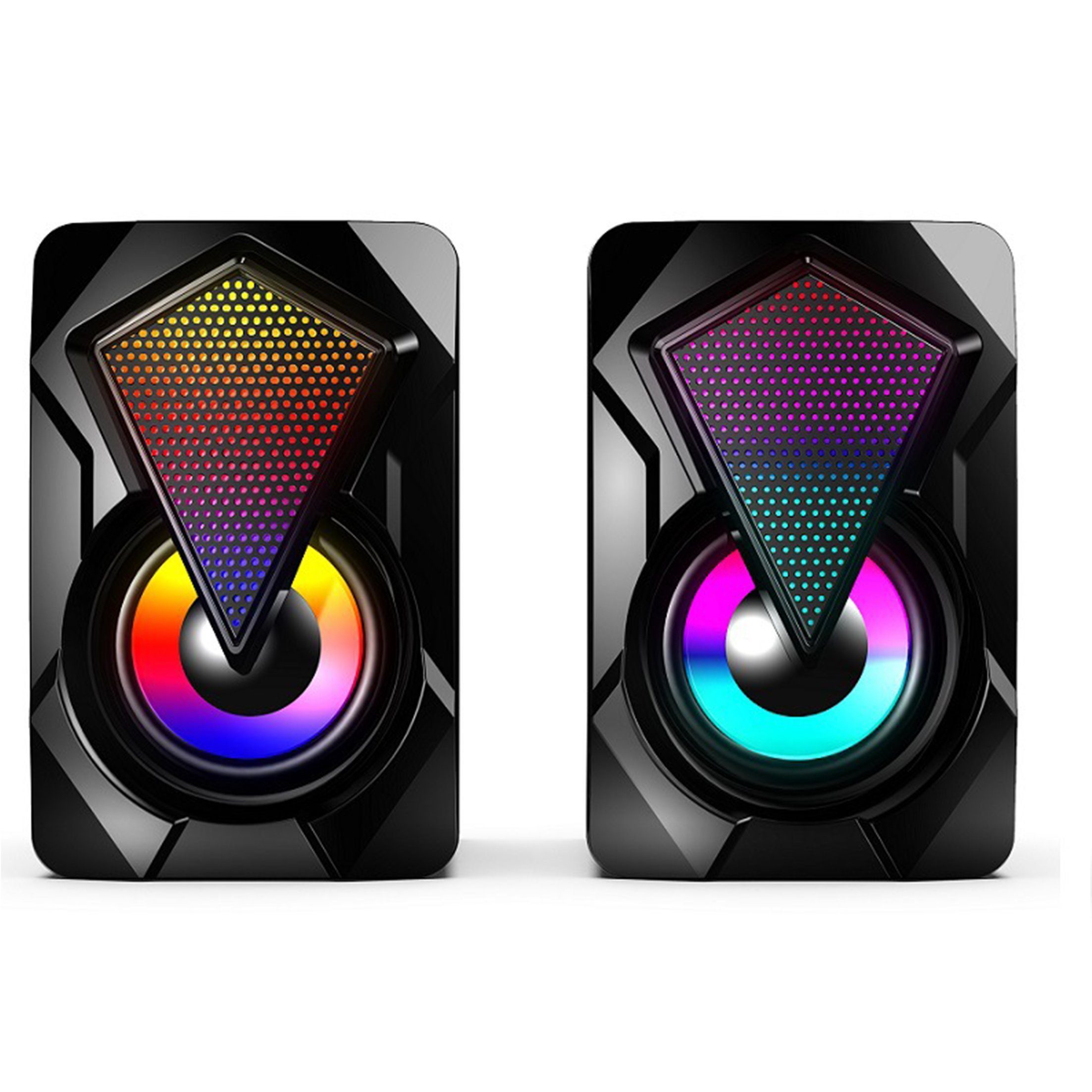 KINSI RGB-Lautsprecher,Lautsprecher für Gaming,2 Колонки,usb Колонки (Aktive Desktop-Lautsprecher 2.0,Lautstärkeregler)