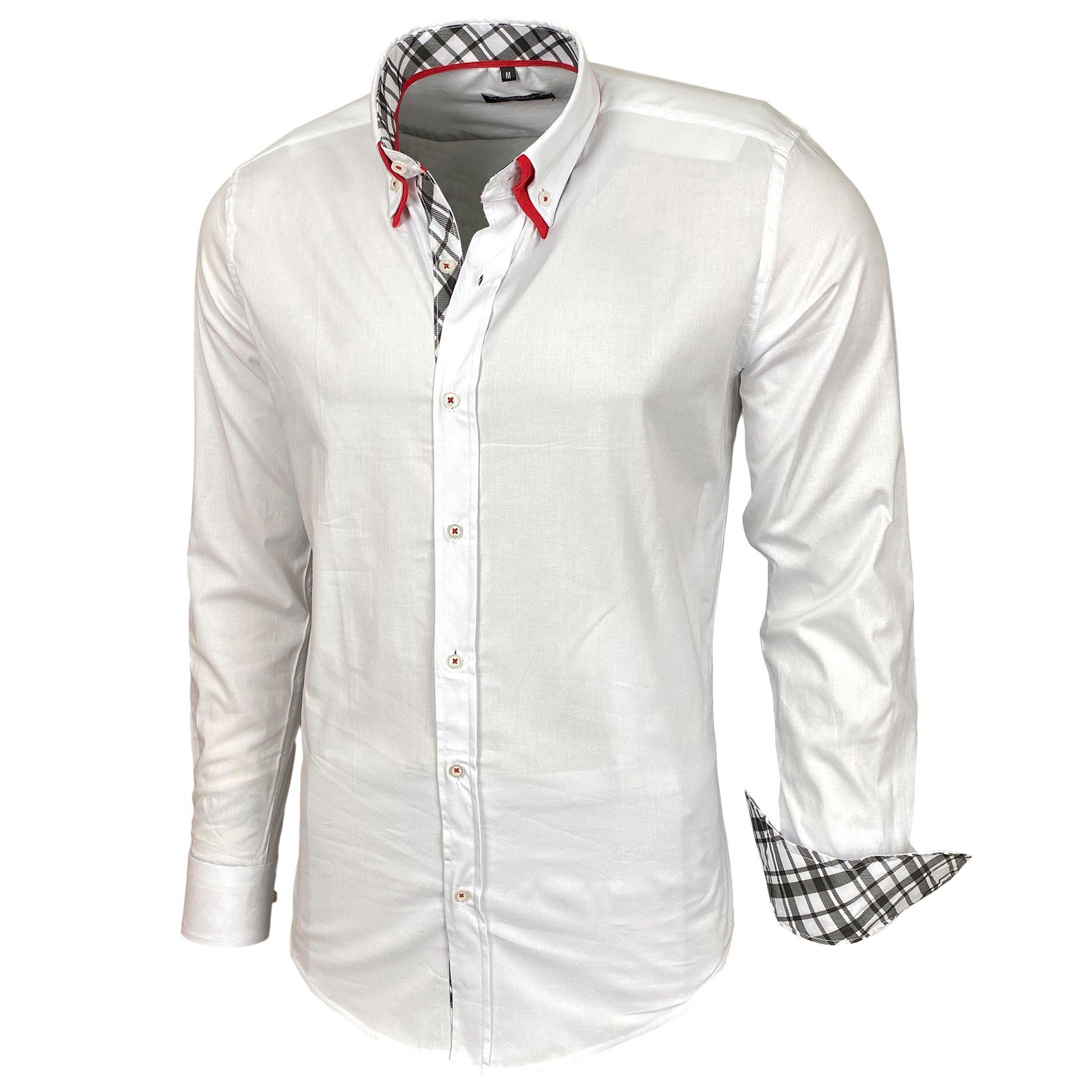 Langarmhemd Baxboy Herren Hemd Kentkragen Hemden Slim Fit Anzug Kontrasten B 507