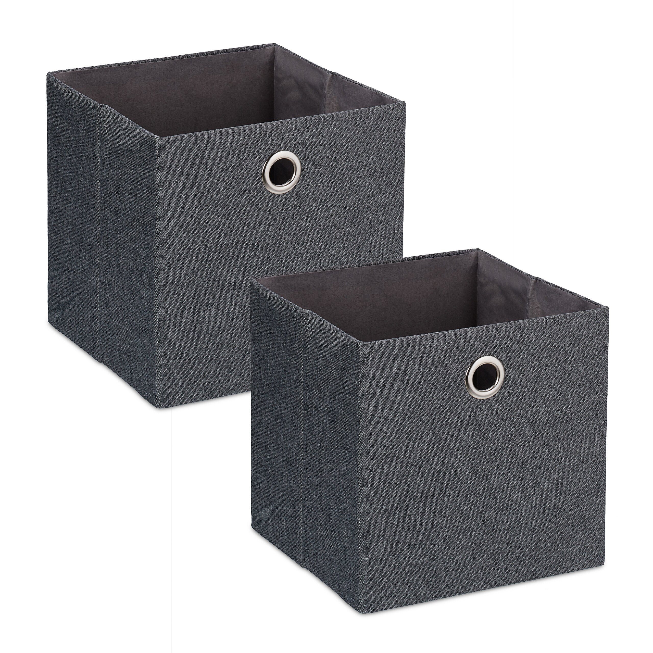 relaxdays Aufbewahrungsbox im 2er Set, Dunkelgrau günstig online kaufen