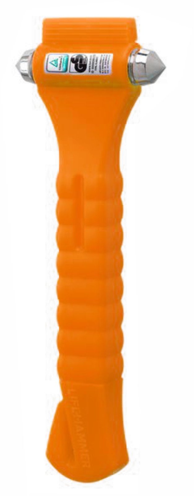 Hammer CLASSIC Orange mit Halter und Gurtschneider TÜV SIEGEL Notfall Hammer