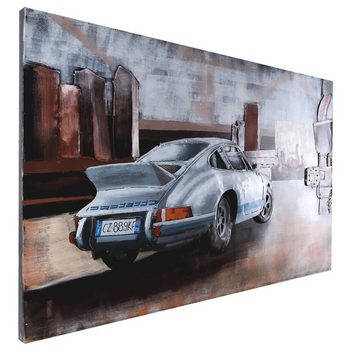 Home4Living Metallbild Metallbild 3D Wandbild 115x75 cm Unikat Relief Metall Bild, Porsche 911 white, 3D Effekt