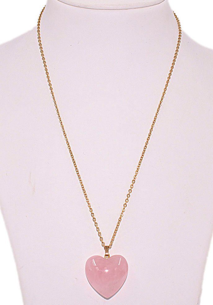 Firetti Kette mit Anhänger Halskette Schmuck Geschenk Herz "LIEBE", Made in Germany - mit Rosenquarz – Bild 3 von 3