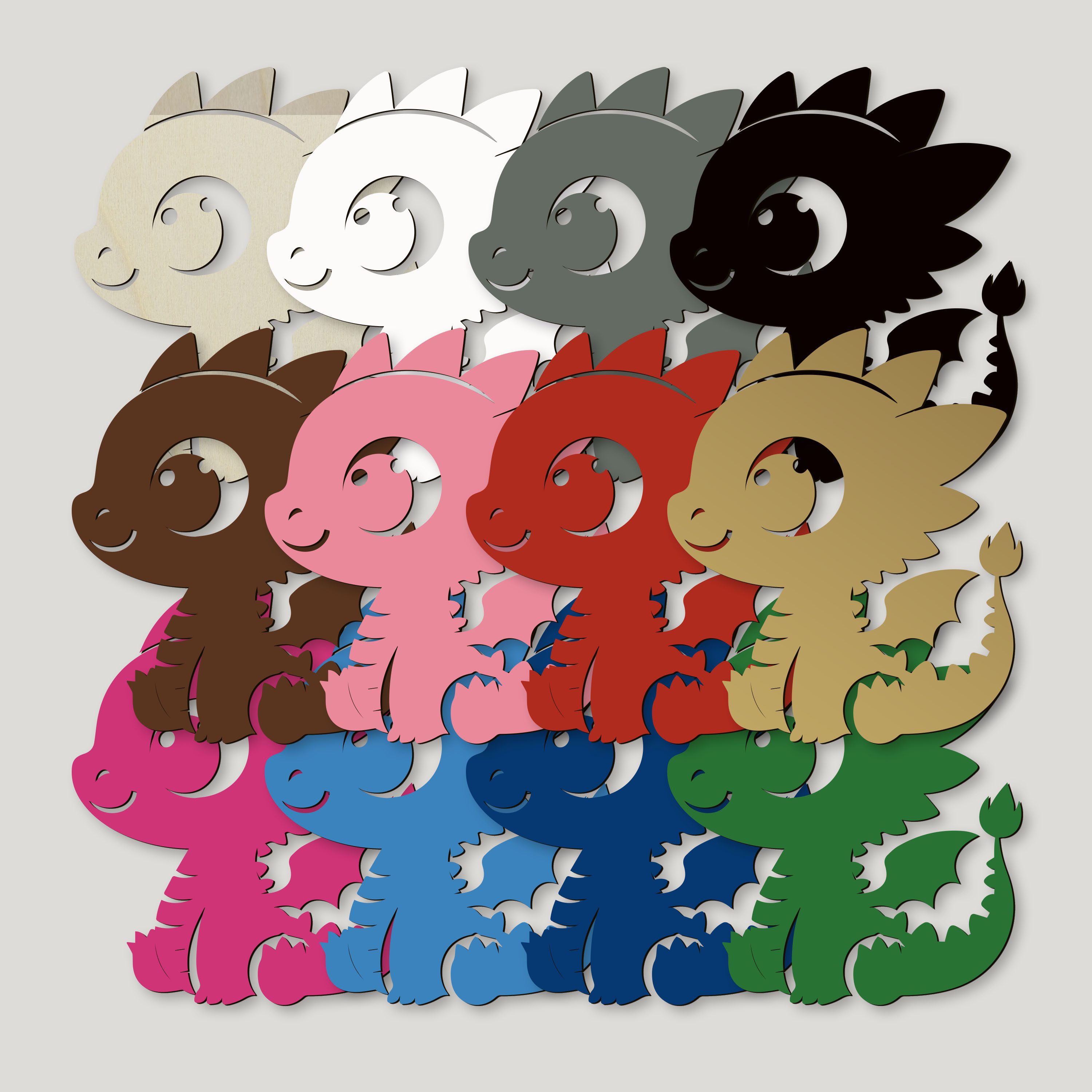 Namofactur LED Nachtlicht Kinder Drache Wanddeko DIY + LED Lampe, Holz Deko Beleuchtung Drache, Warmweiß - 2x Batterie CR2032, LED fest integriert, Warmweiß, RGB Farbwechsel, +gratis Edelstahl Halter, Lichterkette RGB Farbwechsel, Fernbedienung