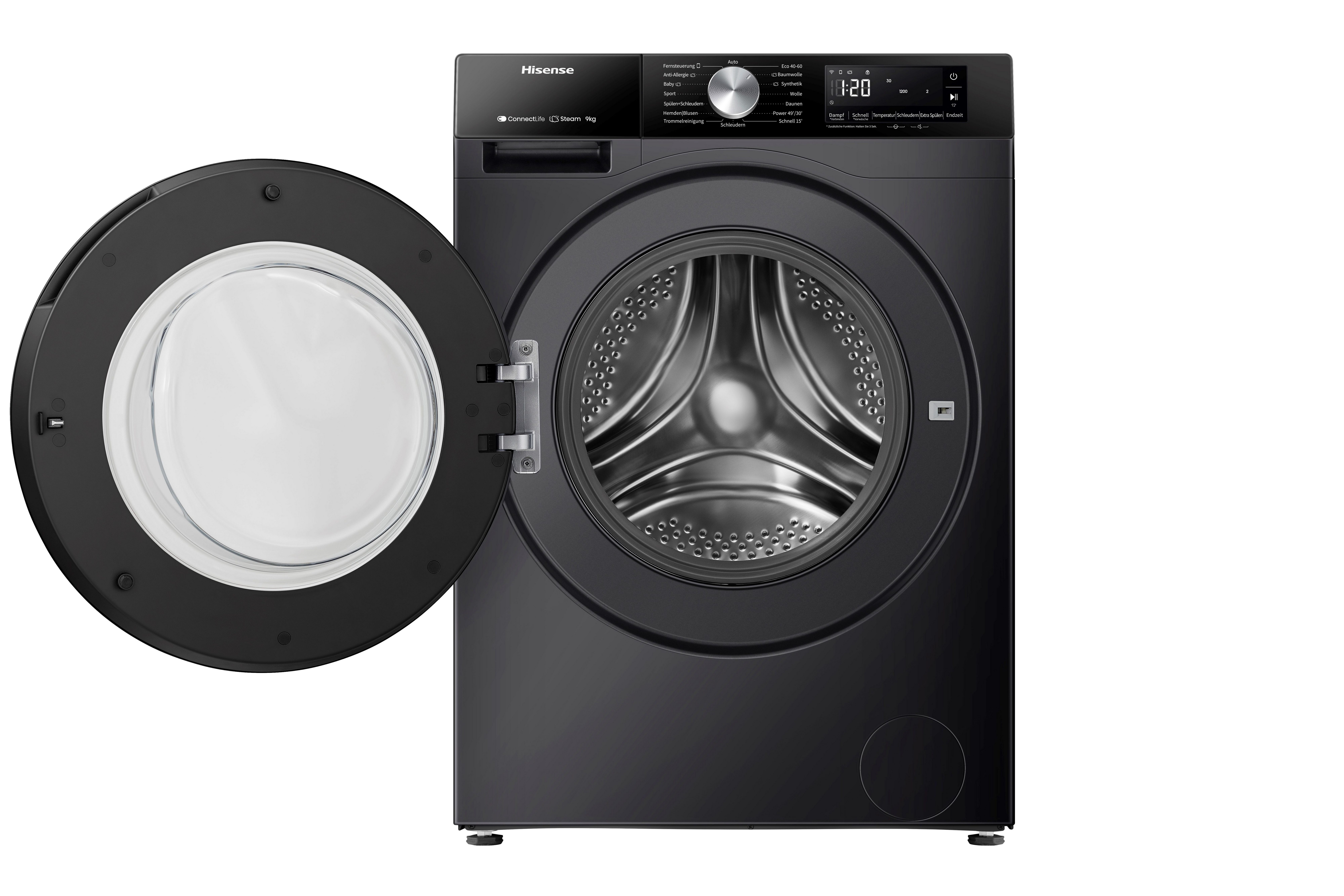 Hisense Waschmaschine 3S Serie WF3S9043BB3, 9 kg, 1400 U/min, Wifi-ConnectLife