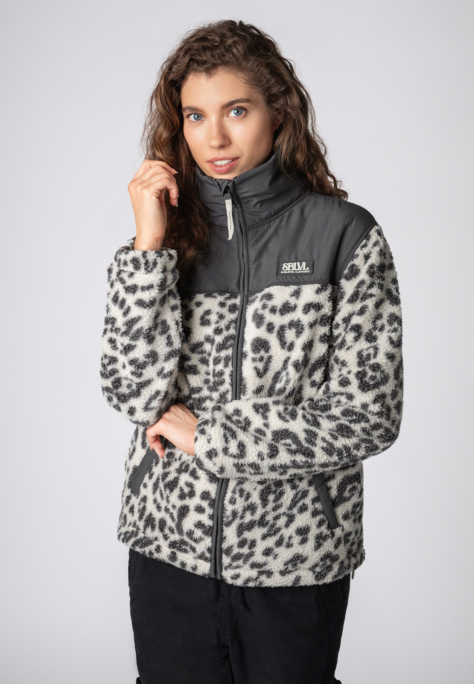 SUBLEVEL Fleecejacke Damen Outdoorfleecejacke mit Stehkragen und Allove Outdoorjacke Kuscheljacke