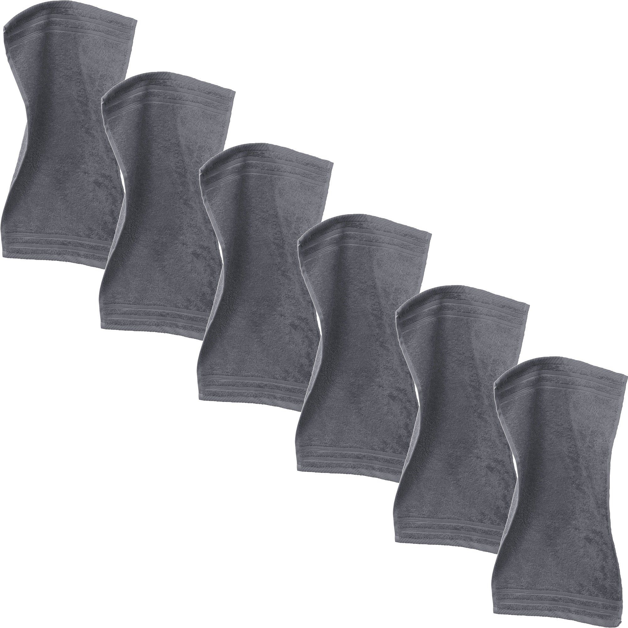 Erwin Müller Gästehandtuch Gästetuch "Heidelberg" 6er-Pack, Frottier, Walk-Frottier Uni
