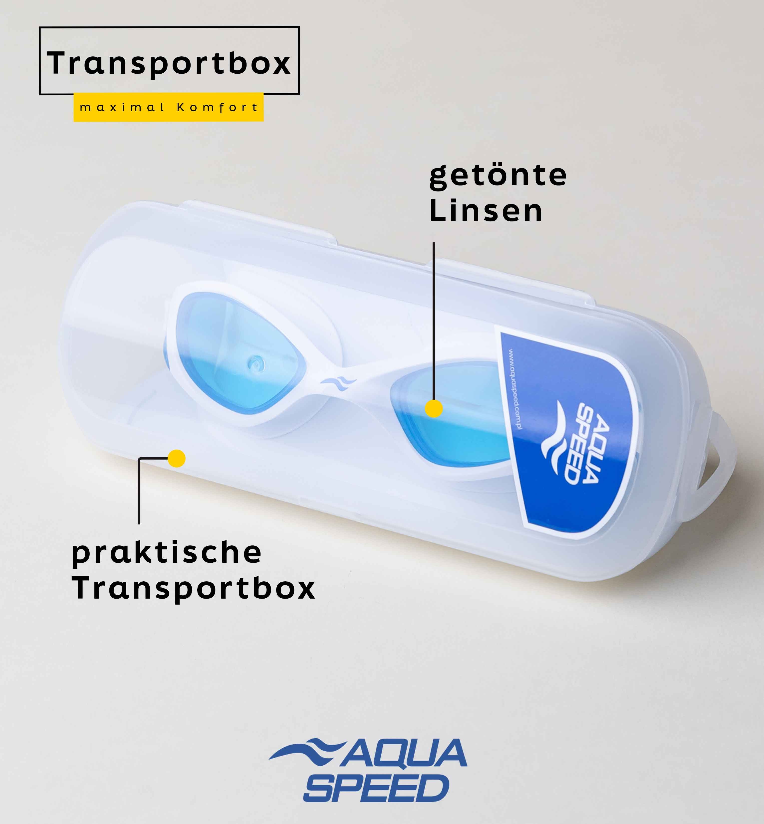 Aqua Speed Schwimmbrille Serenity Wasserbrille verspiegelt weiß – UV-Schutz & Spiegelglas, (Hygienisch, sicher & klar – für entspannte Schwimmroutinen), Breites Sichtfeld & sanfte Abdichtung – für jedes Schwimmlevel