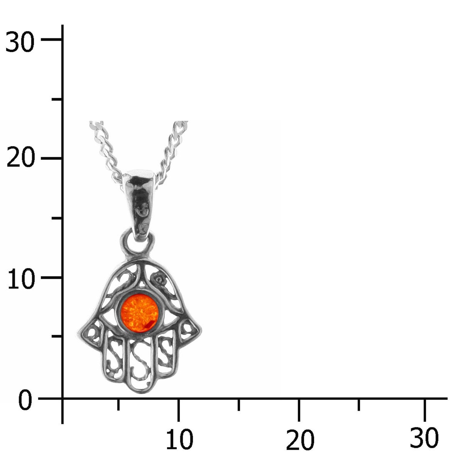 OSTSEE-SCHMUCK Kette mit Anhänger - kleine Hand - Silber 925/000 - Bernstein (2-tlg)