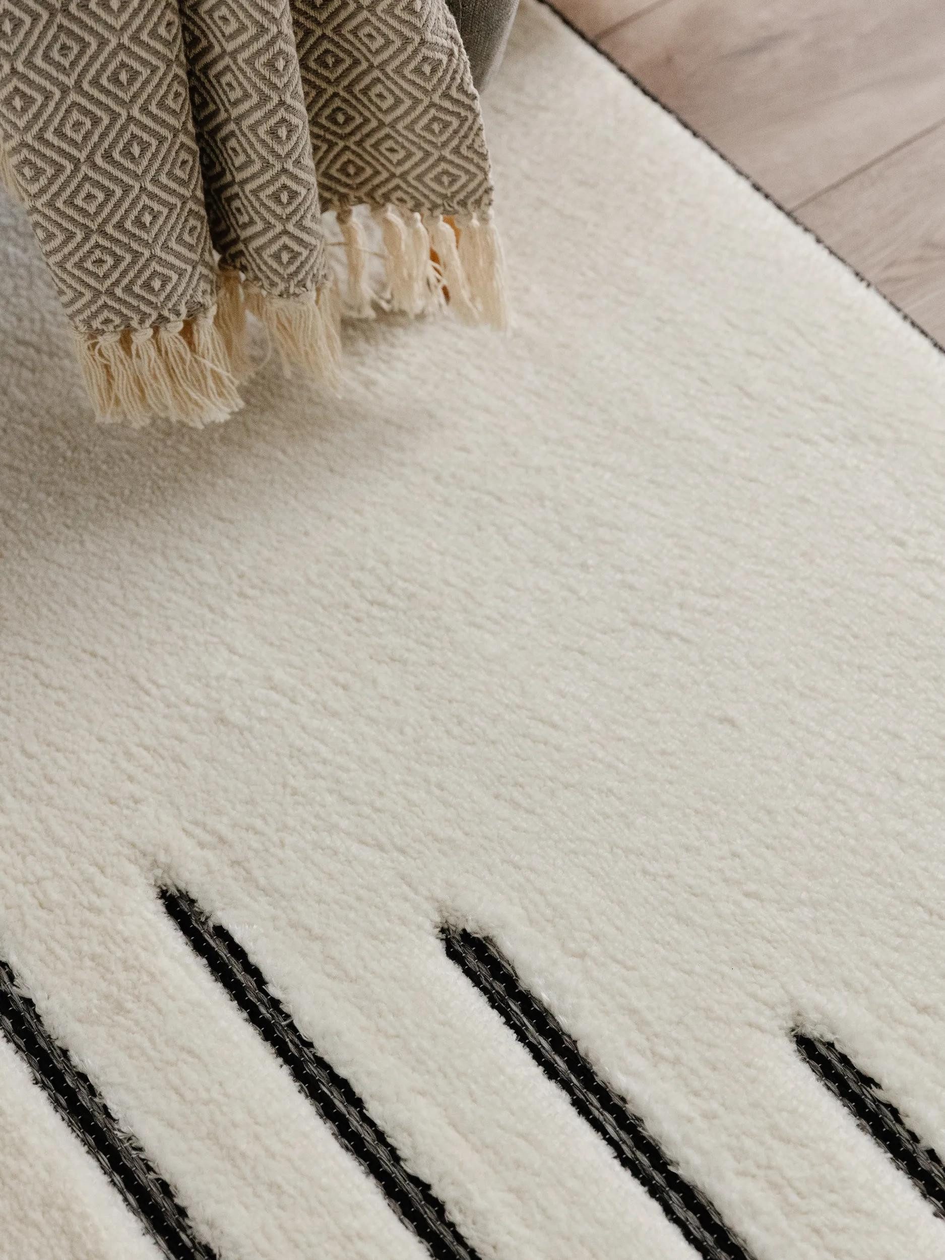 benuta Teppich Elvy, rechteckig, Höhe: 11 mm, Hochflor Teppich Wohnzimmer, Geometrische Muster, Flauschig, Modern