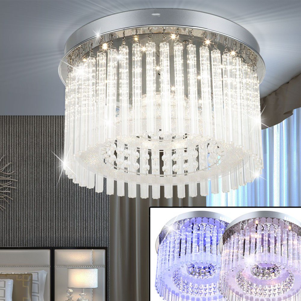 verbaut, LED Esszimmer 18 Neutralweiß, LED-Leuchtmittel Decken Glasstäbe Deckenleuchte, Leuchte fest Lampe Chrom Watt Globo LED