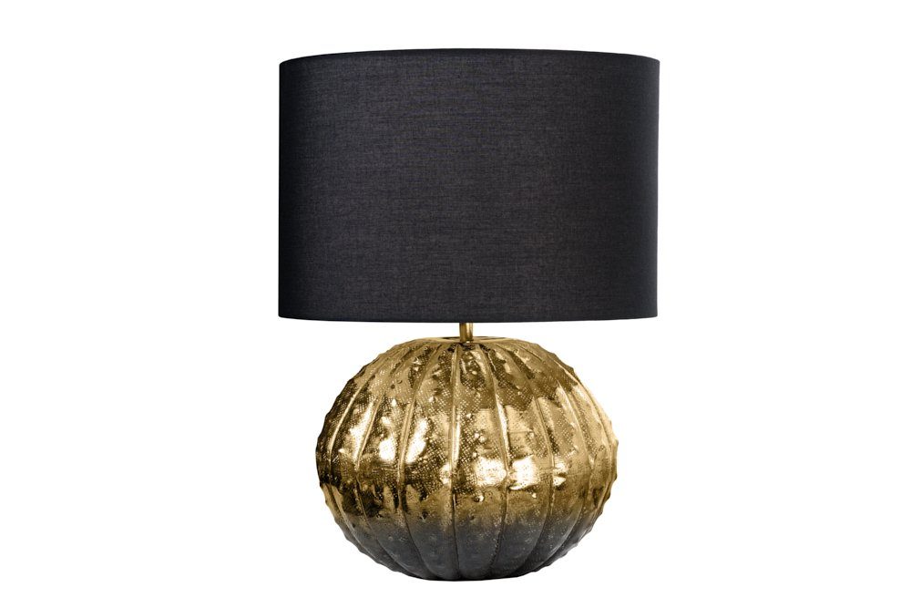 · Leuchtmittel, gold Tischleuchte Schlafzimmer / Wohnzimmer Handmade · ohne schwarz, 50cm · ABSTRACT Stoff Ein-/Ausschalter, Metall · riess-ambiente · Design