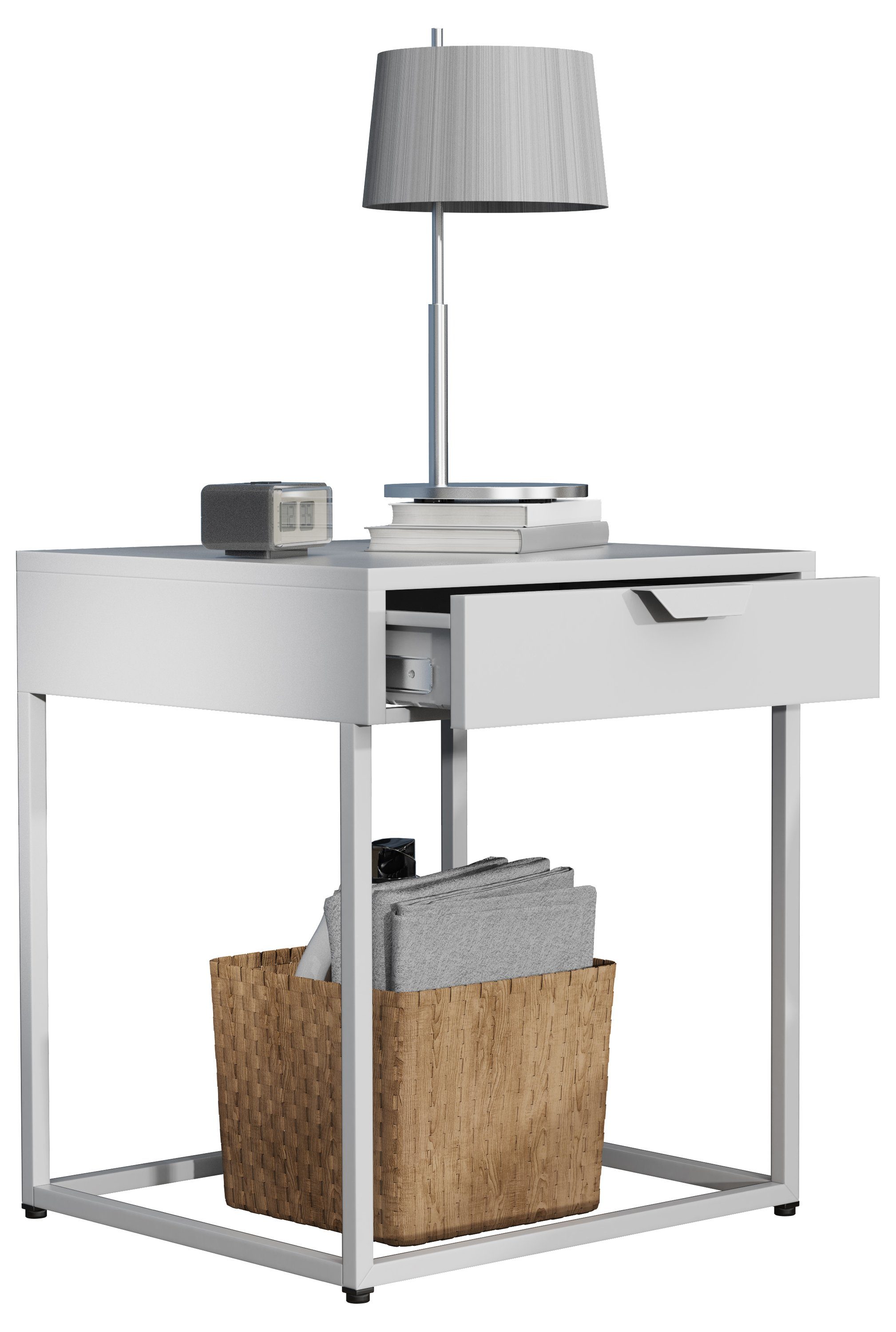 VCM Nachttisch Flokas S 50x43x41cm (1-St), Nachtschrank, Beistelltisch, Nachtkommode