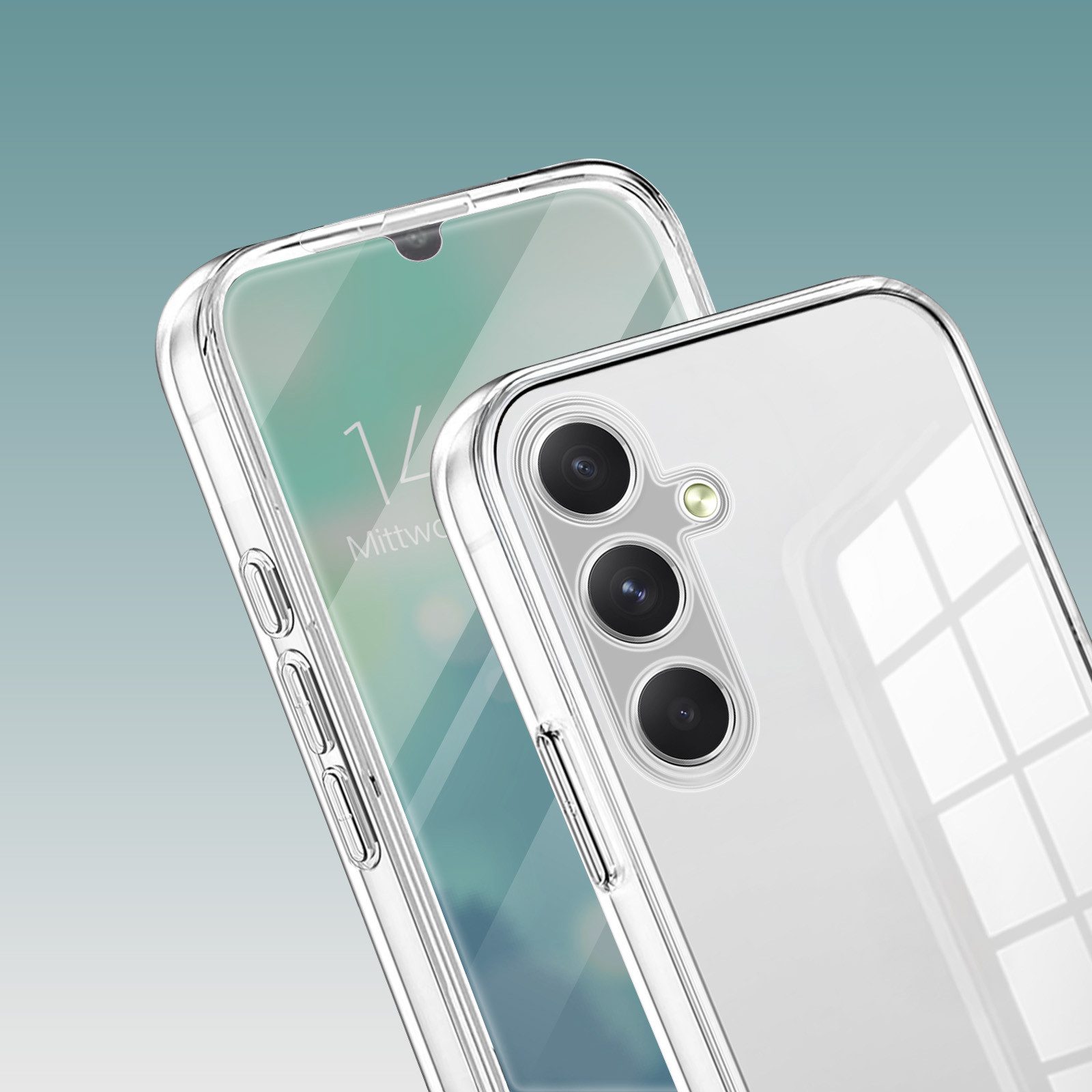 Tec-Expert Handyhülle 360 Grad Hülle für Samsung Galaxy A34 5G 6.6 Zoll, 6.6", Rundum Schutz Cover Case Hülle Transparent