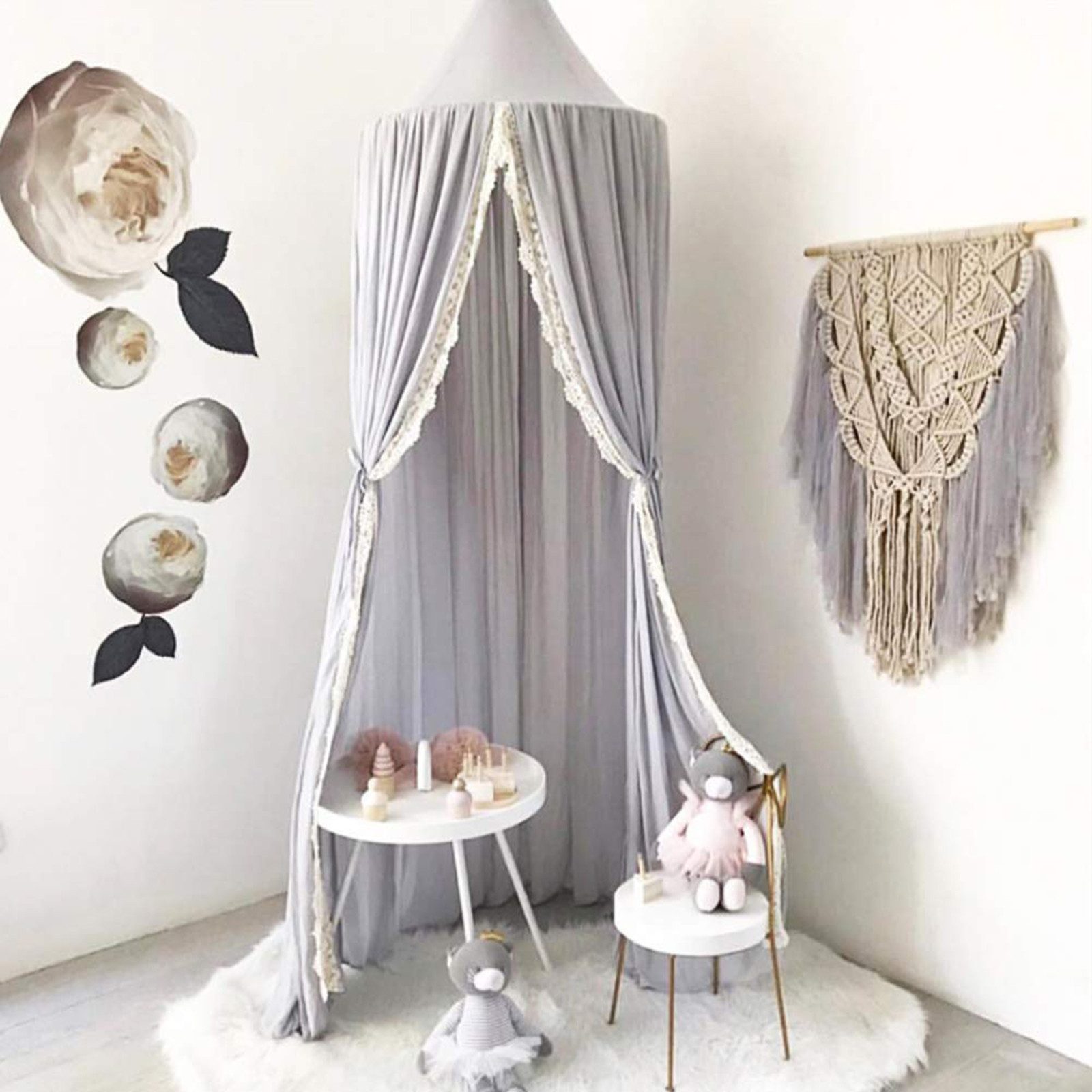 HOMELIVE Балдахін для ліжка Балдахін для ліжка Baldachin Kinderzimmer Deko, Exquisite Spitze Edging, Saumlänge 240cm*60 CM