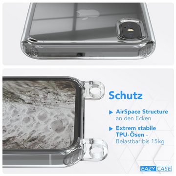 EAZY CASE Handykette Kette Clips Schwarz für Apple iPhone X / XS 5,8 Zoll, Handykordel Umhängetasche für Handy Hülle durchsichtig Beige Taupe