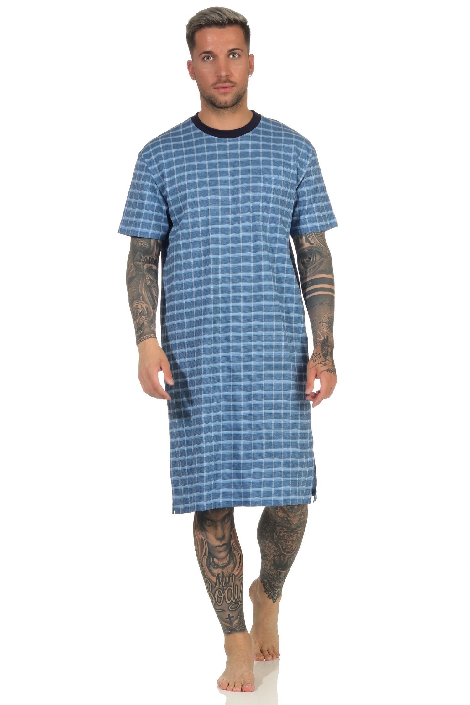 Normann Pyjama Herren kurzarm Nachthemd in günstig online kaufen