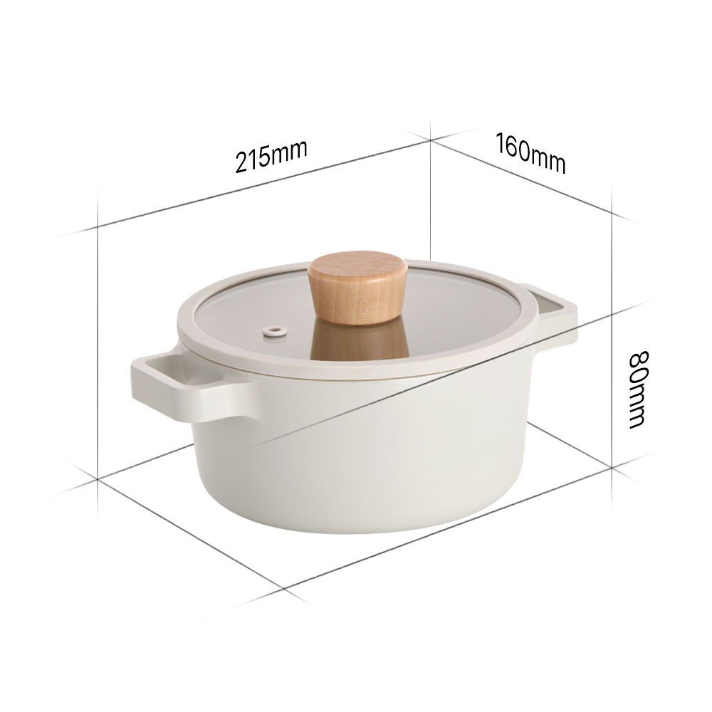 NEOFLAM® Kochtopf FIKA Kochtopf 16cm inkl. Glasdeckel, Aluminiumguss  (1-tlg)