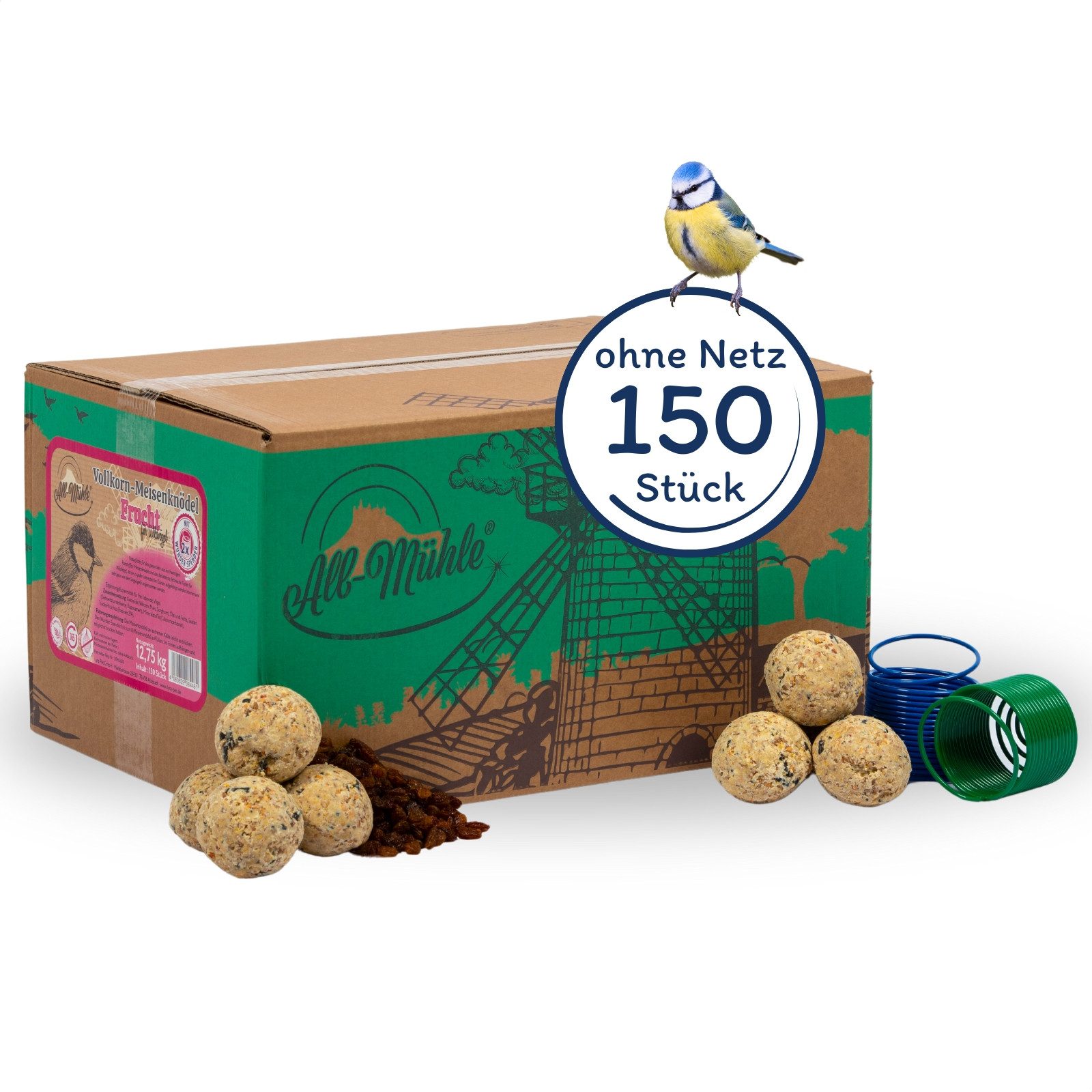 Lyra Pet 150 Stk. Lyra Pet® Meisenknödel Vollkorn Früchte ohne Netz + 2 Spender, für: Wildvogel