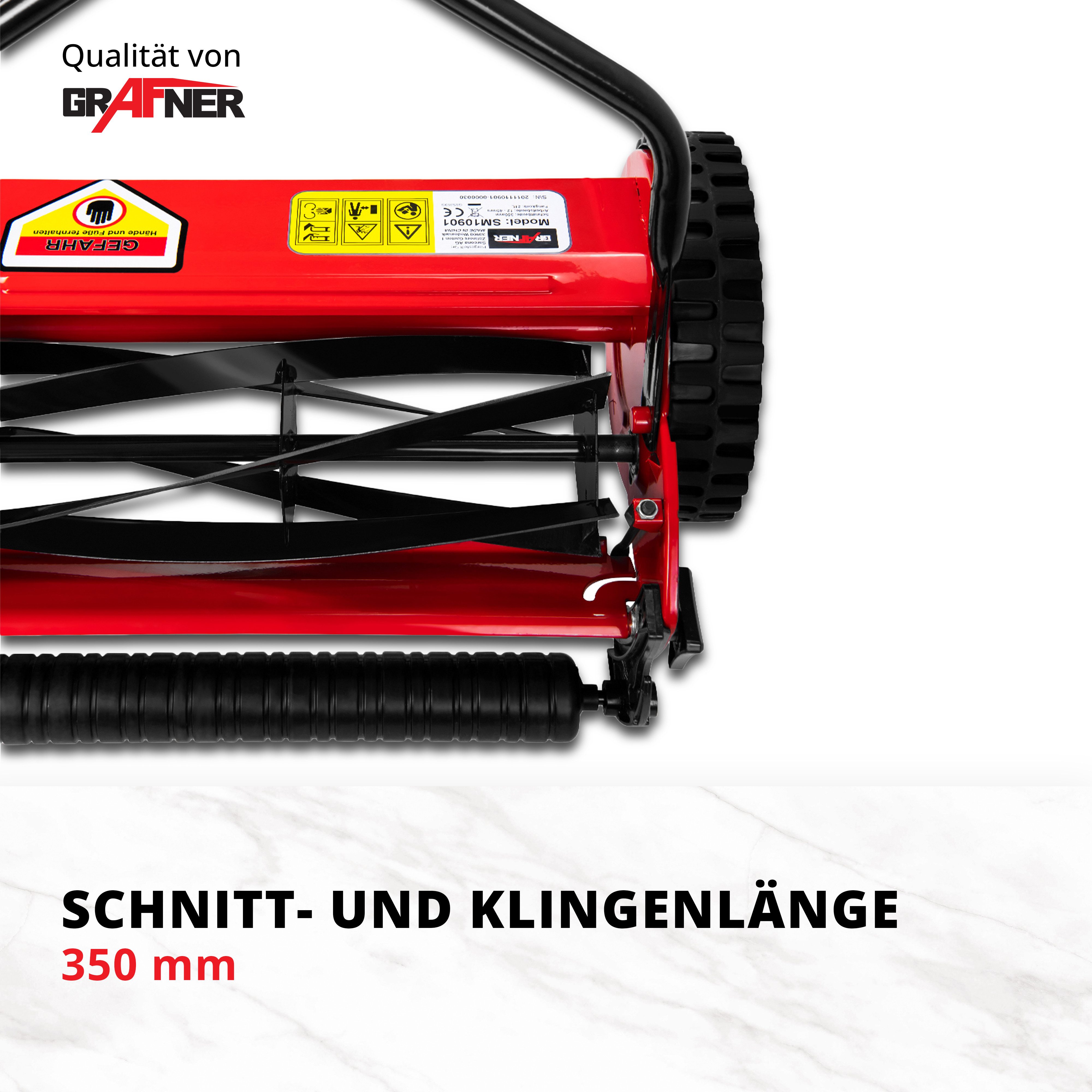 Grafner Spindelmäher Spindelmäher Rasenmäher Handrasenmäher Schnitthöhe einstellbar, 35 cm Schnittbreite, Schnitthöhe einstellbar: 12 - 45 mm
