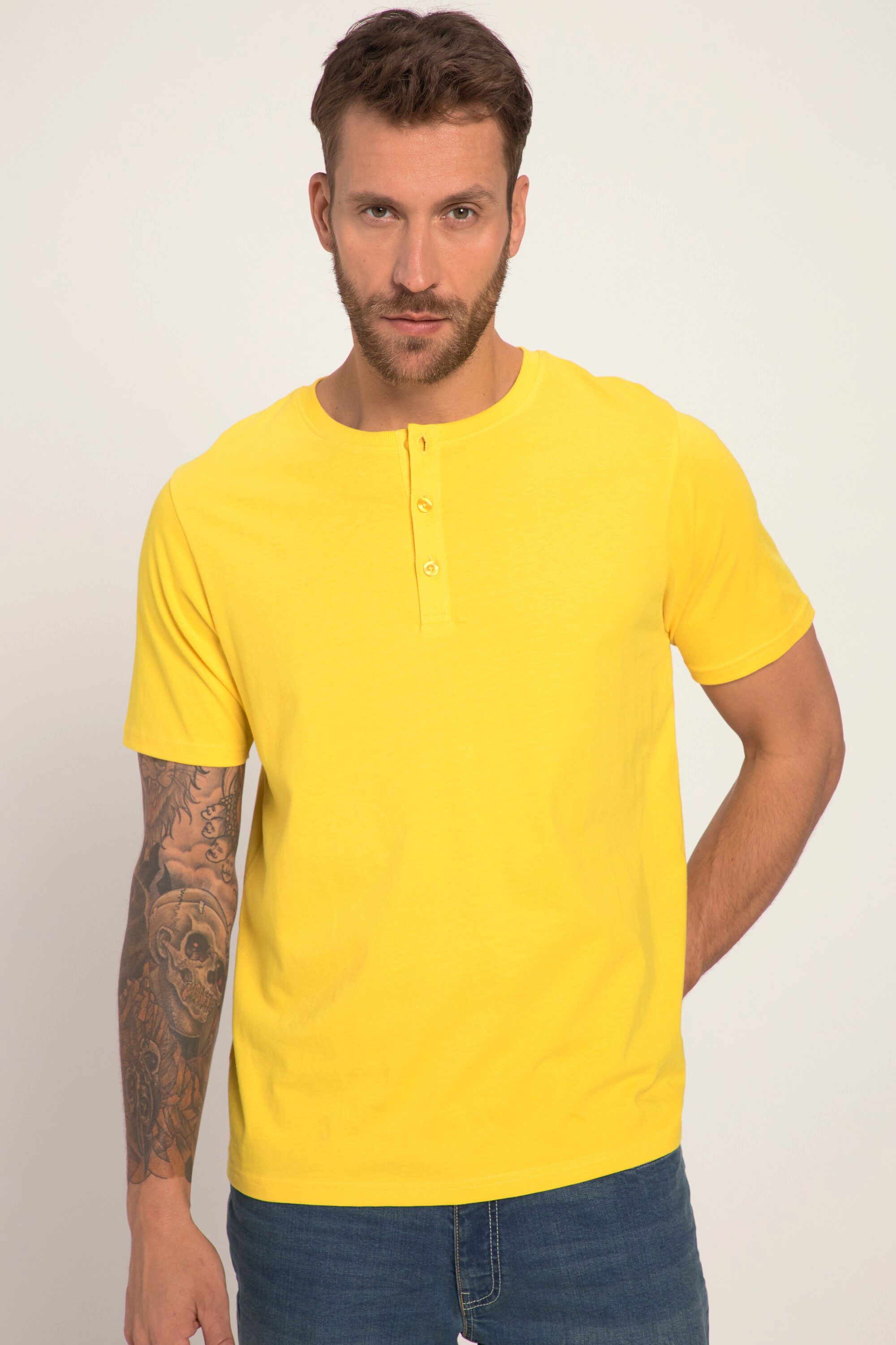 JP1880 T-Shirt JP1880 Henley Basic Knopfleiste Halbarm bis 7 XL
