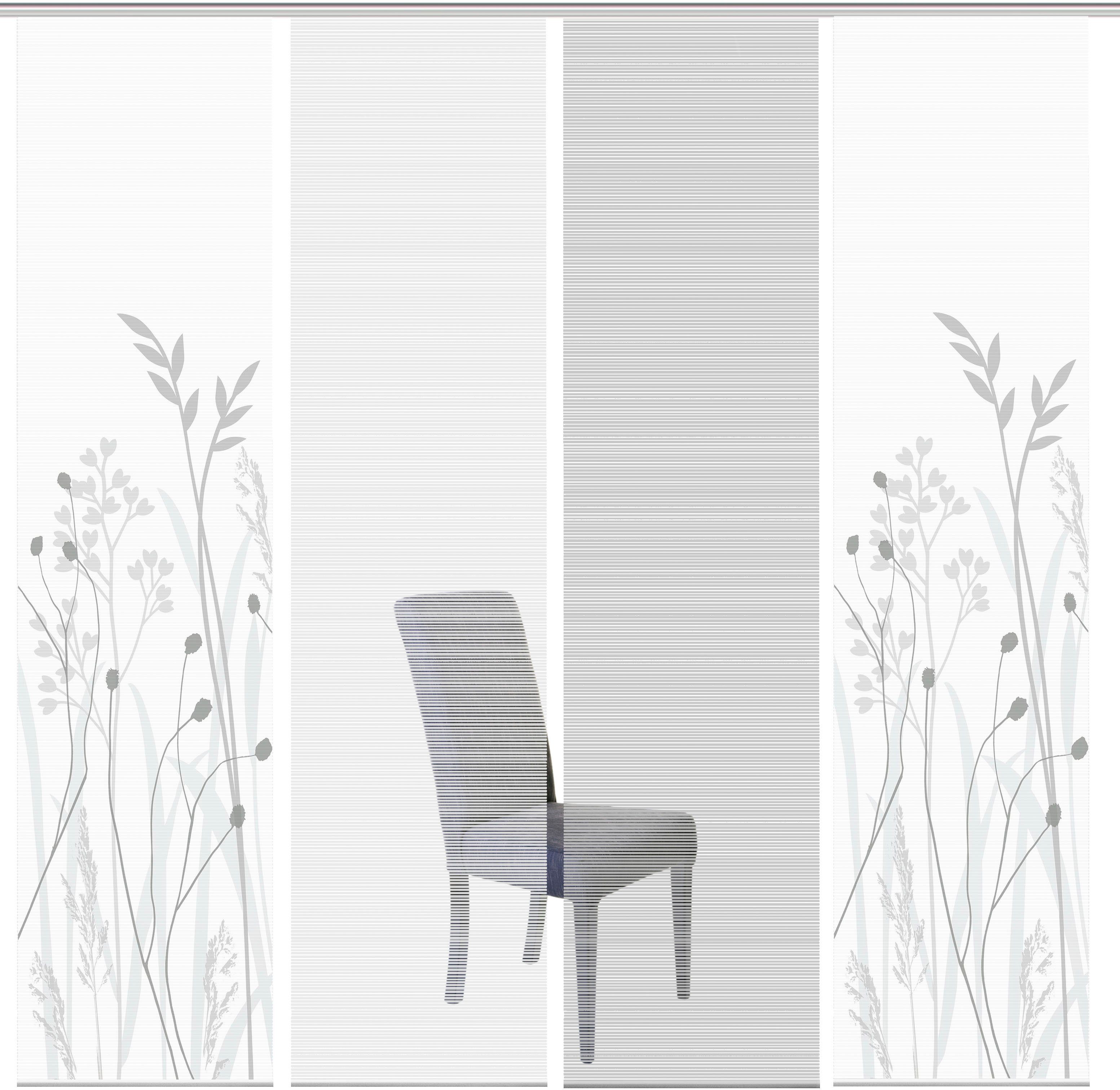 Vision S Schiebegardine GRASIL 4er SET (4 St), Paneelwagen, blickdicht, Bambus-Optik, Digital bedruckt