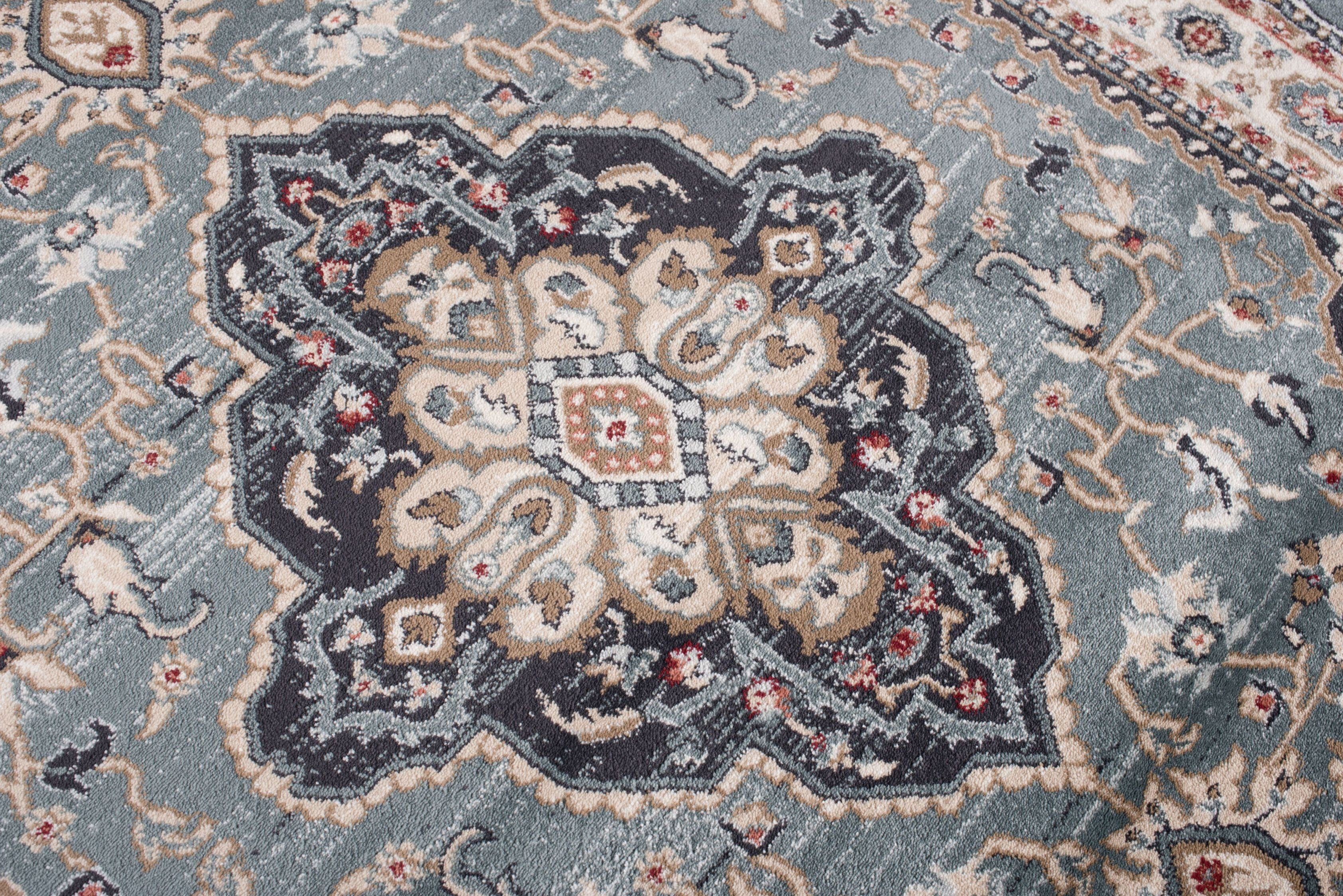 Mazovia Orientteppich Klassisch Bordüre Blau Flur, Diele, Küche, Büro, Fußbodenheizung – Bild 5 von 5