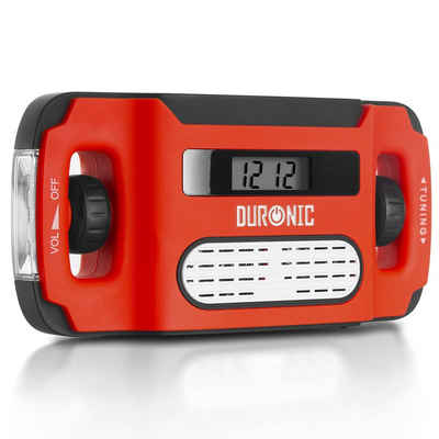 Duronic Radio (Apex Radio AM/FM, Mit Radiowecker und Taschenlampe, Kurbelradio)