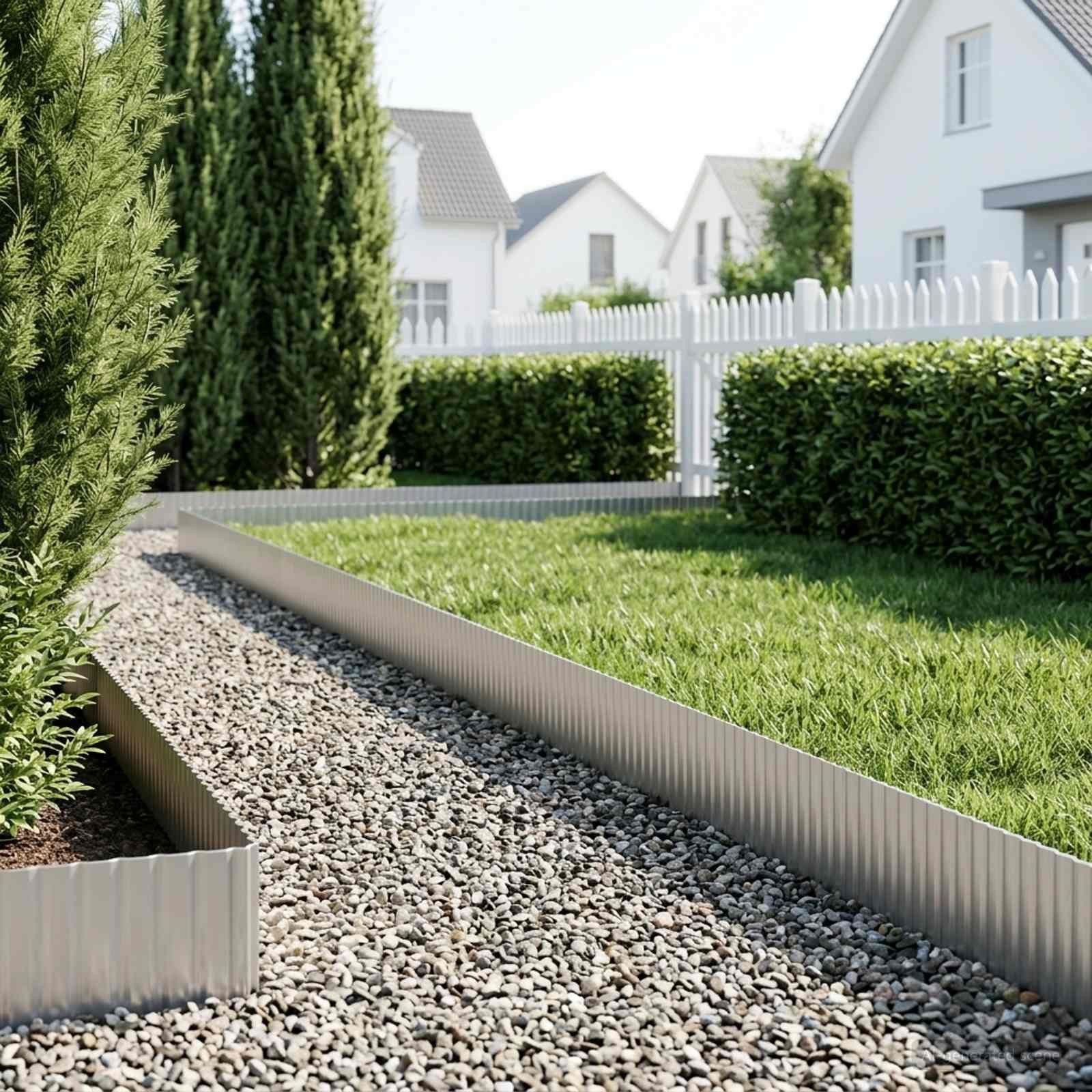 vidaXL Beetumrandung Raseneinfassung 5 m x 20 cm Verzinkter Stahl Silber
