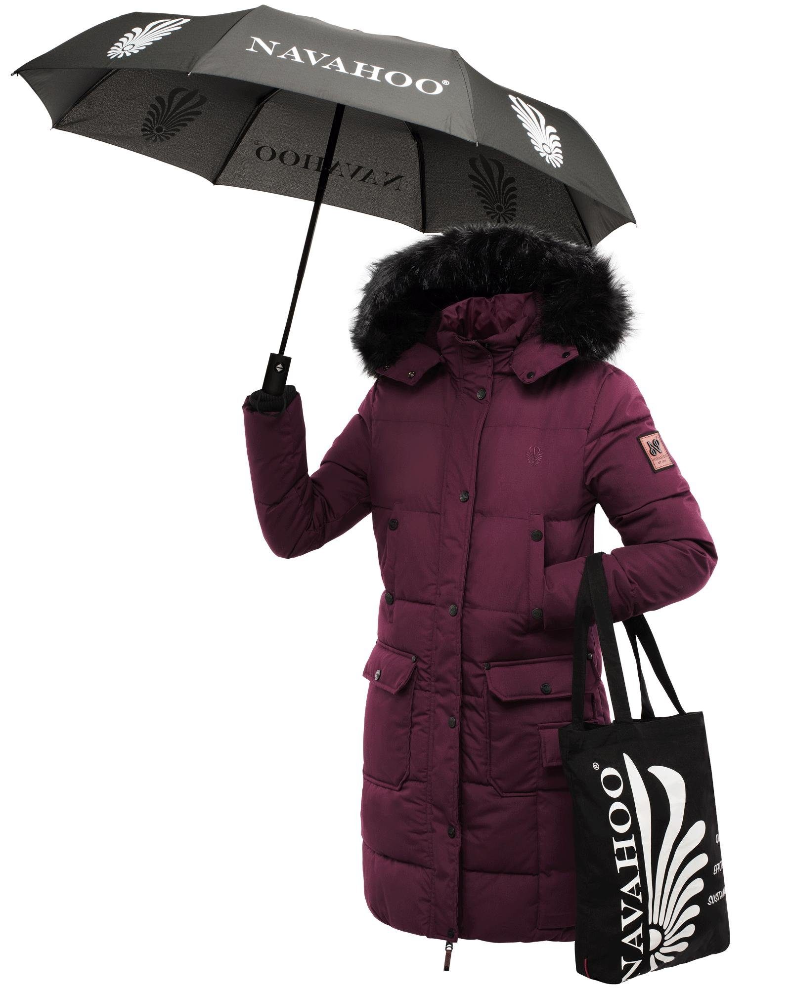Navahoo Wintermantel Cosimaa Warmer Damen Parka inkl. Einkaufstasche und Regenschirm rot | Mäntel