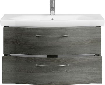 Saphir Badmöbel-Set 6005 Sprint 2-teilig, Keramik-Waschtisch mit LED-Spiegelschrank, (2-St), Waschplatz 98 cm breit, inkl. Türdämpfer, 3 Türen, 2 Schubladen